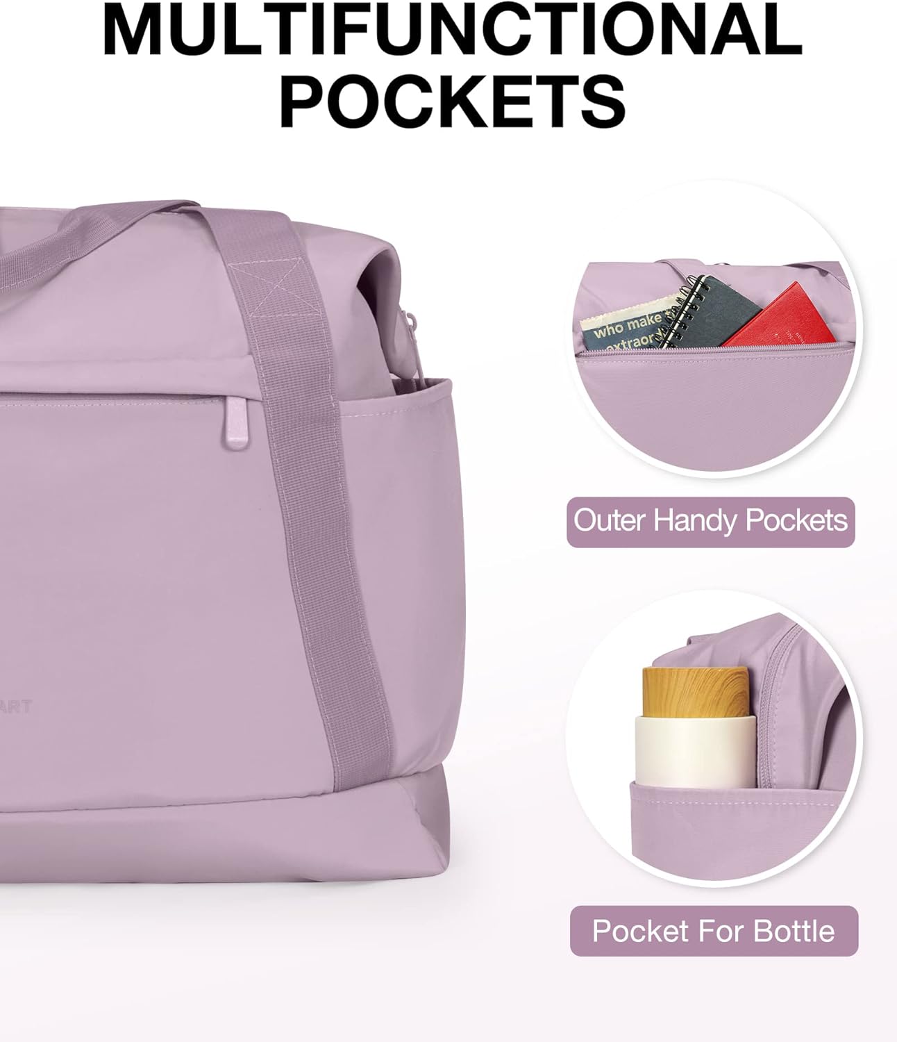 BAGSMART Foldable Travel Duffle Bag, 30.6L Large Carry On Tote Bag Gym Sports Bag for Women, Weekender Overnight Bag for Travel Essentials  Daily Necessities(Dark Purple)
