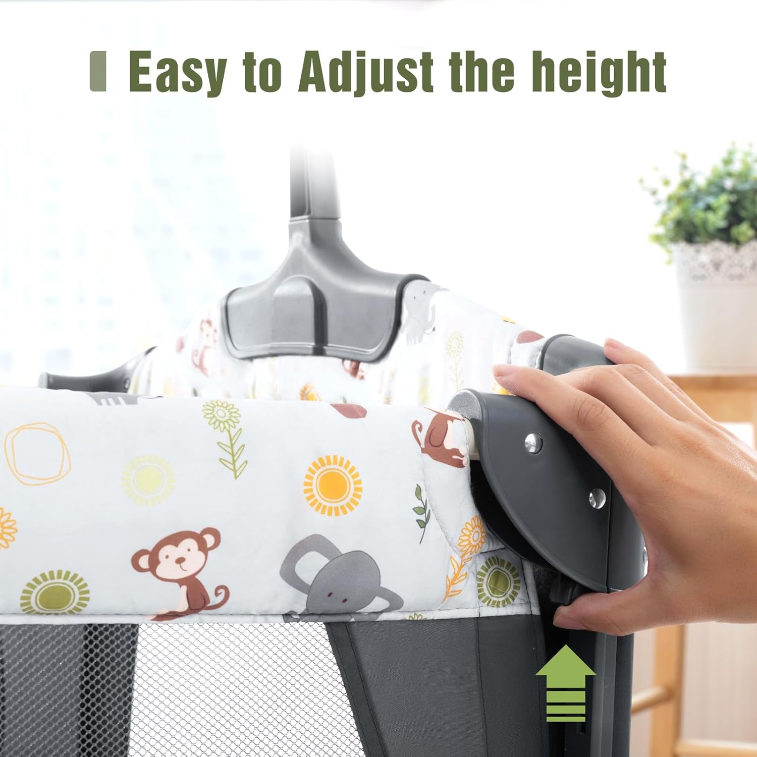 5 in 1 Infant Newborn Baby Crib,Baby Bassinet Bedside Cribs,Pack and Play with Bassinet and Changing Table,Portable Travel Baby Bassinet Toys Music Box,Portable Travel Crib,Dark Gray