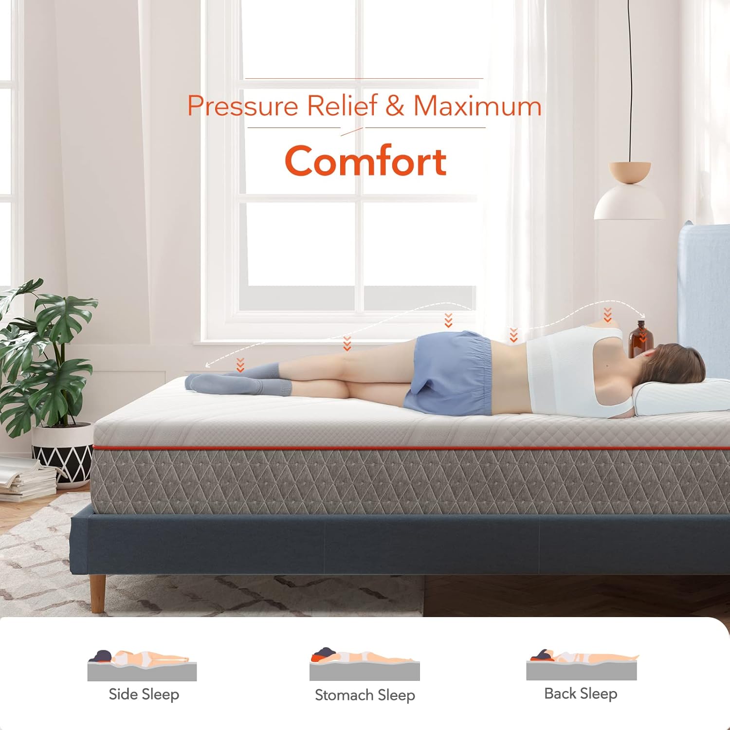 Colchón Sweetnight Queen, colchón queen de espuma viscoelástica de 12 pulgadas, colchón de cama de matrimonio plegable de doble cara en una caja, espuma perforada y con infusión de gel para dormir bien y aliviar la presión