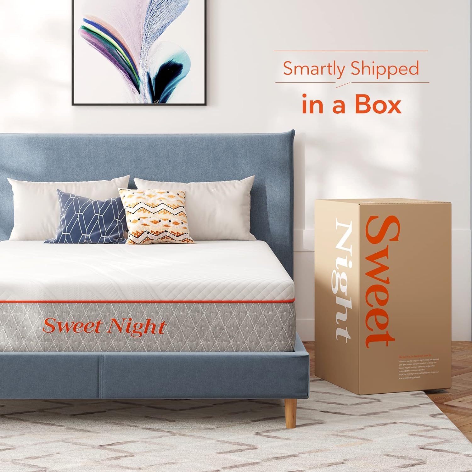Colchón Sweetnight Queen, colchón queen de espuma viscoelástica de 12 pulgadas, colchón de cama de matrimonio plegable de doble cara en una caja, espuma perforada y con infusión de gel para dormir bien y aliviar la presión