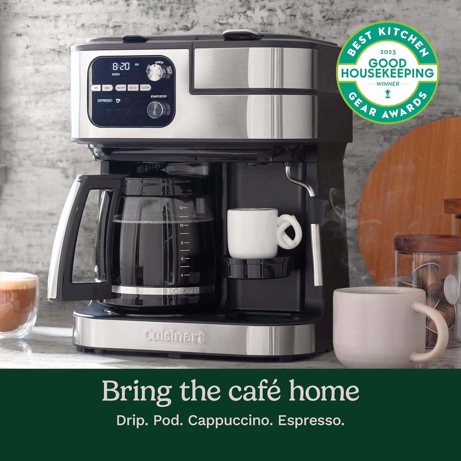 Macchina da caffè Cuisinart, macchina da caffè Coffee Center Barista Bar 4 in 1, caffè monodose, capsule Espresso compatibili con Nespresso, caraffa da 12 tazze, nera, SS-4N1