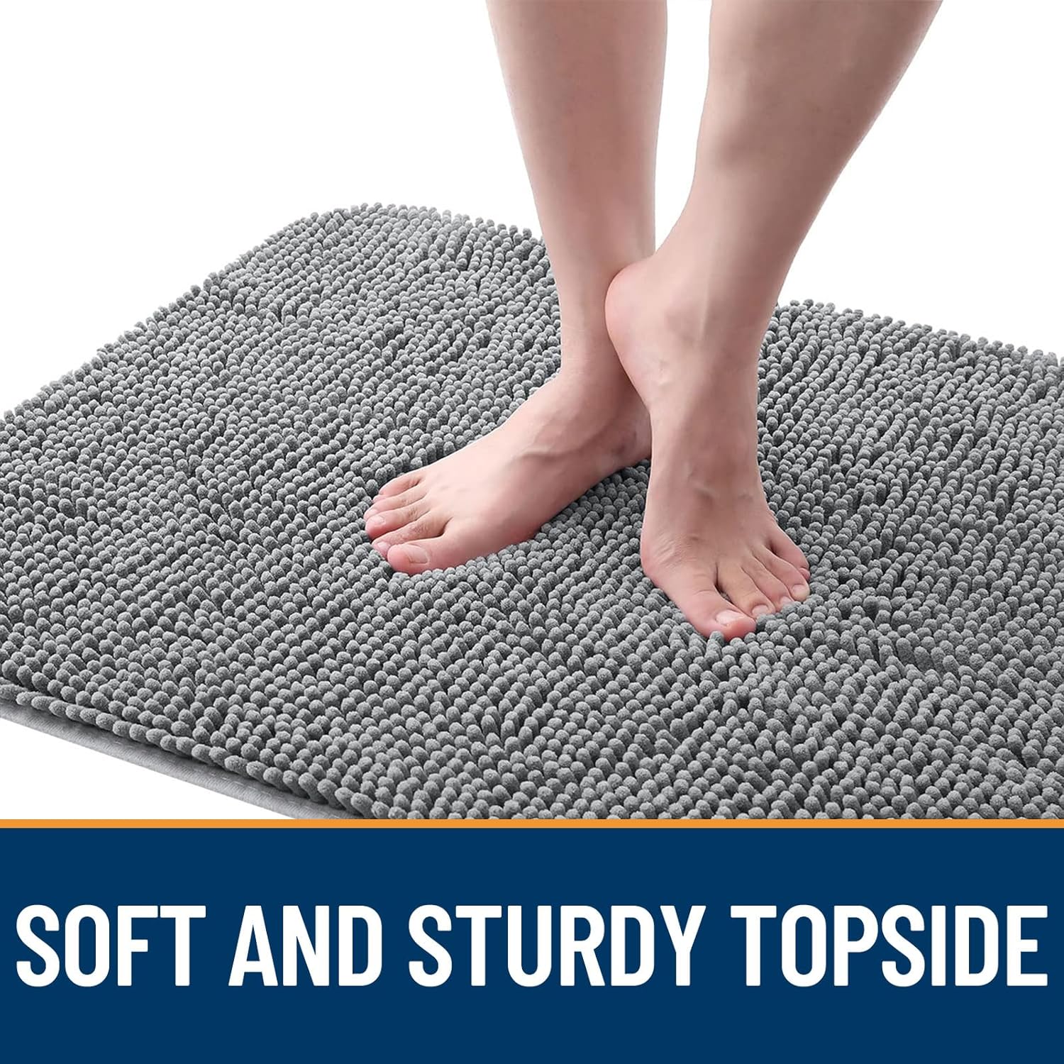 OLANLY Dog Door Mat for Muddy Paws 30x20, Absorbs Moisture and Dirt, Absorbent Non-Slip Washable Mat, Quick Dry Chenille, Mud Mat for Dogs, Entry Indoor Door Mat for Inside Floor, Grey
