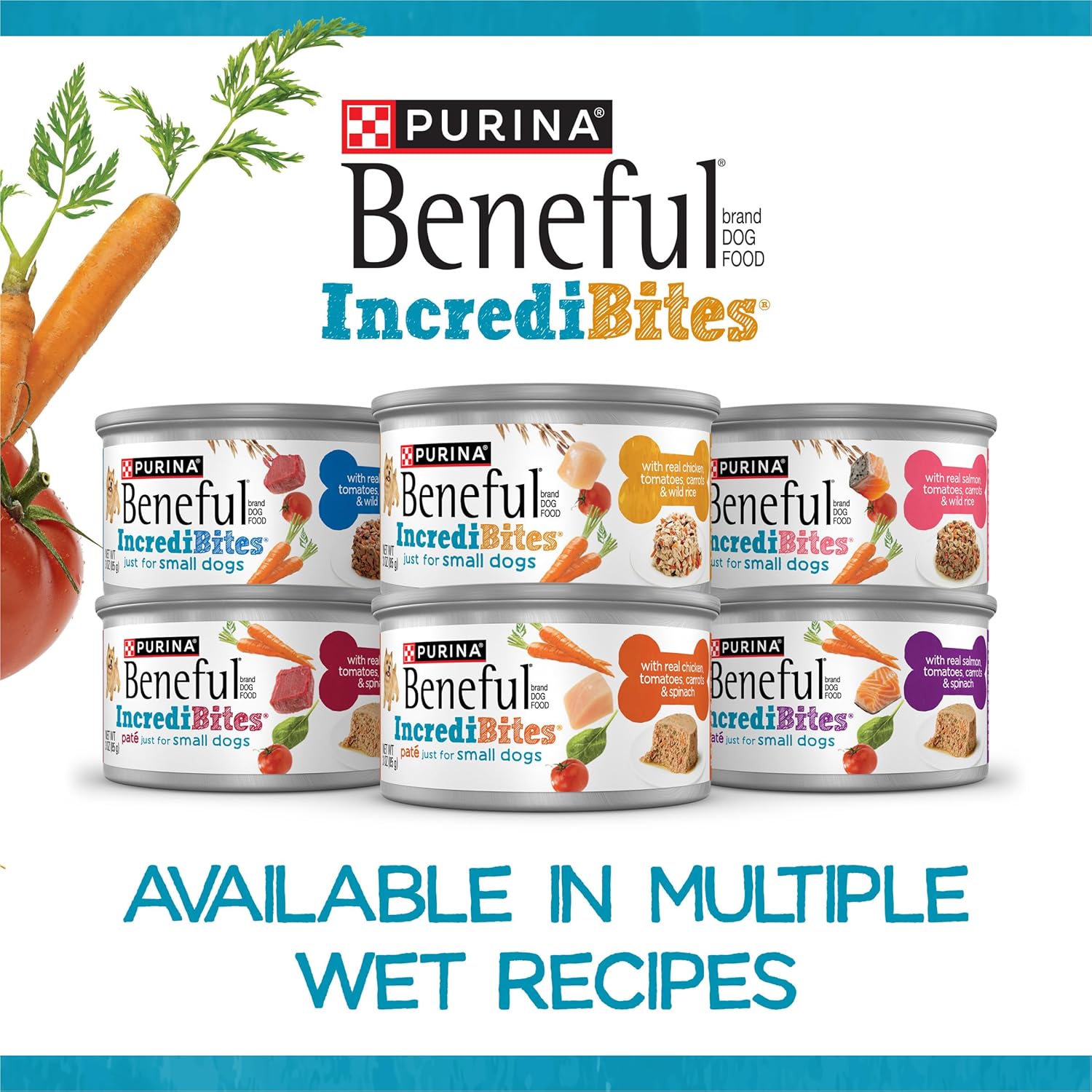 Paquete variado de alimento húmedo para perros Beneful IncrediBites con sabor a pollo y tocino natural y sabor a carne Porterhouse, paquete de 12, latas de 3.5 oz
