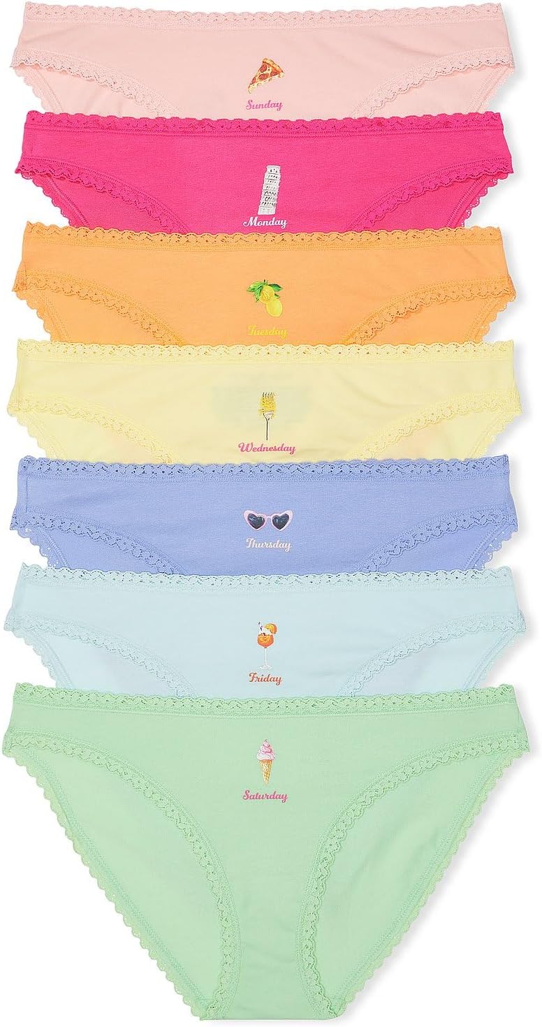 Victorias Secret Damen-Bikini-Unterwäsche aus Baumwolle, Höschen mit mäßiger Bedeckung für Damen, Multipack (XS-XXL)