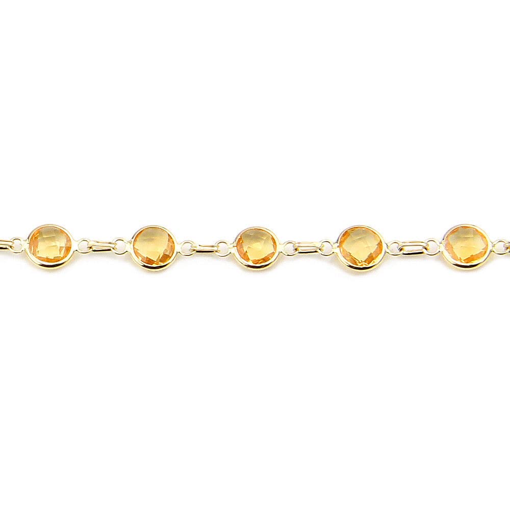 14K Yellow Gold Fancy Cut Citrine Gemstone Bracelet 8.5 Inches