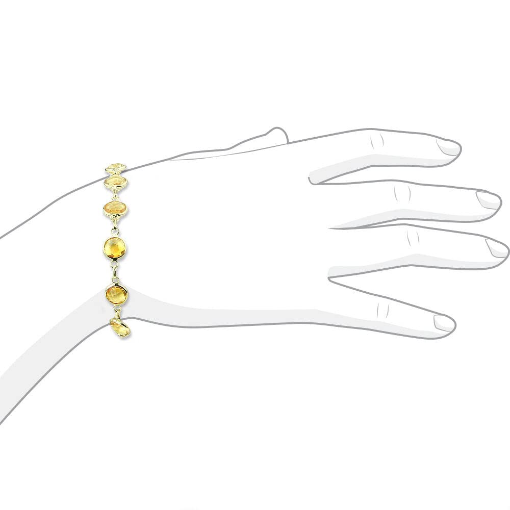 14K Yellow Gold Fancy Cut Citrine Gemstone Bracelet 8.5 Inches