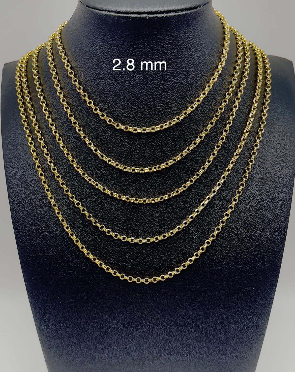 JEWELHEART 14K Yellow Real Gold Rolo Chain 1.9mm 2.5mm 2.8mm 3.75mm 4.2mm 5.2mm Diamond Cut Trendy Round Link Chain Pendant Necklace For Women with Lobster Clasp 16 18" 20" 22" 24" · v2