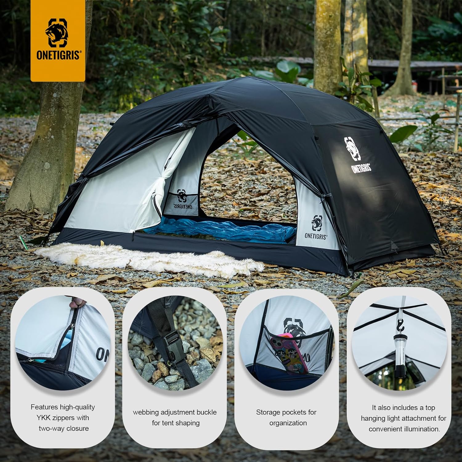 OneTigris Stella 4 Season Camping Tent Backpacking 2 Person Waterproof Lightweight Easy Setup Instant 3000mm Waterproof Rating Outdoor Hiking Tent · v5