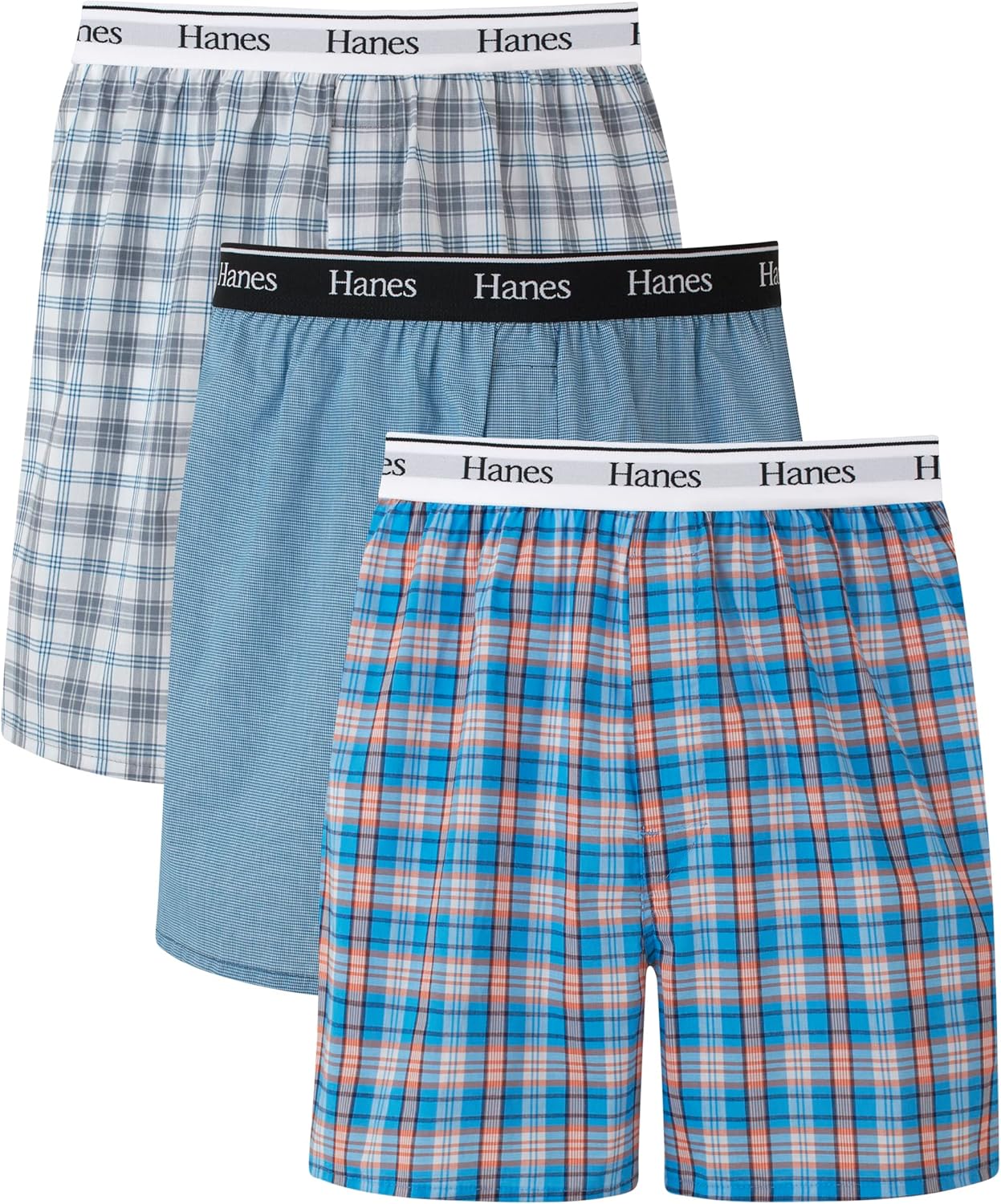 Pacchetto boxer in cotone intrecciato Hanes Originals, biancheria intima traspirante da uomo, confezione da 3