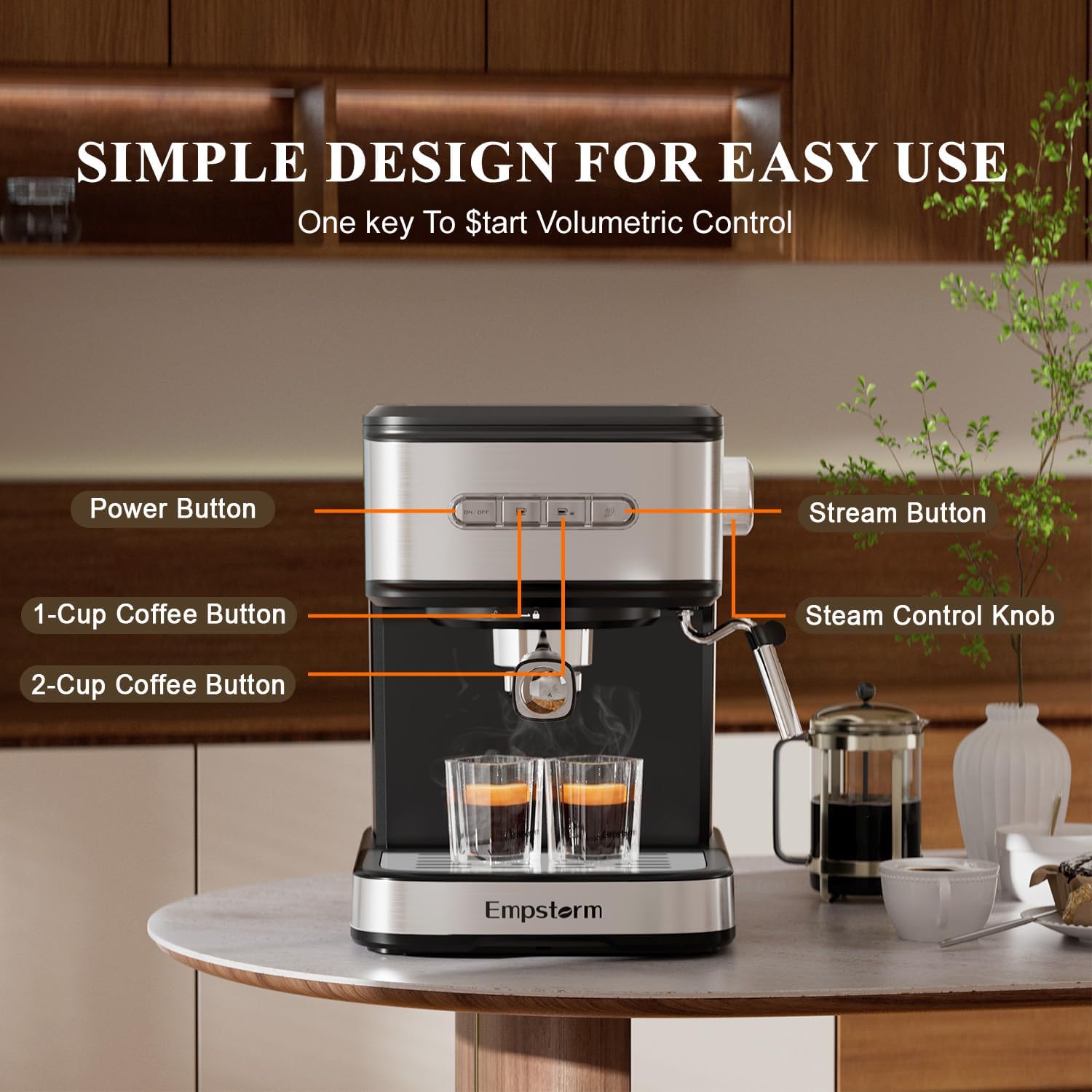20 Bar Espresso Machine, Cappuccino Machines with Milk Frother Steam Wand, Latte Machine for HomeBarista, 50oz Removable Water Tank, Automatic Shut-off Function (Espresso Machine)