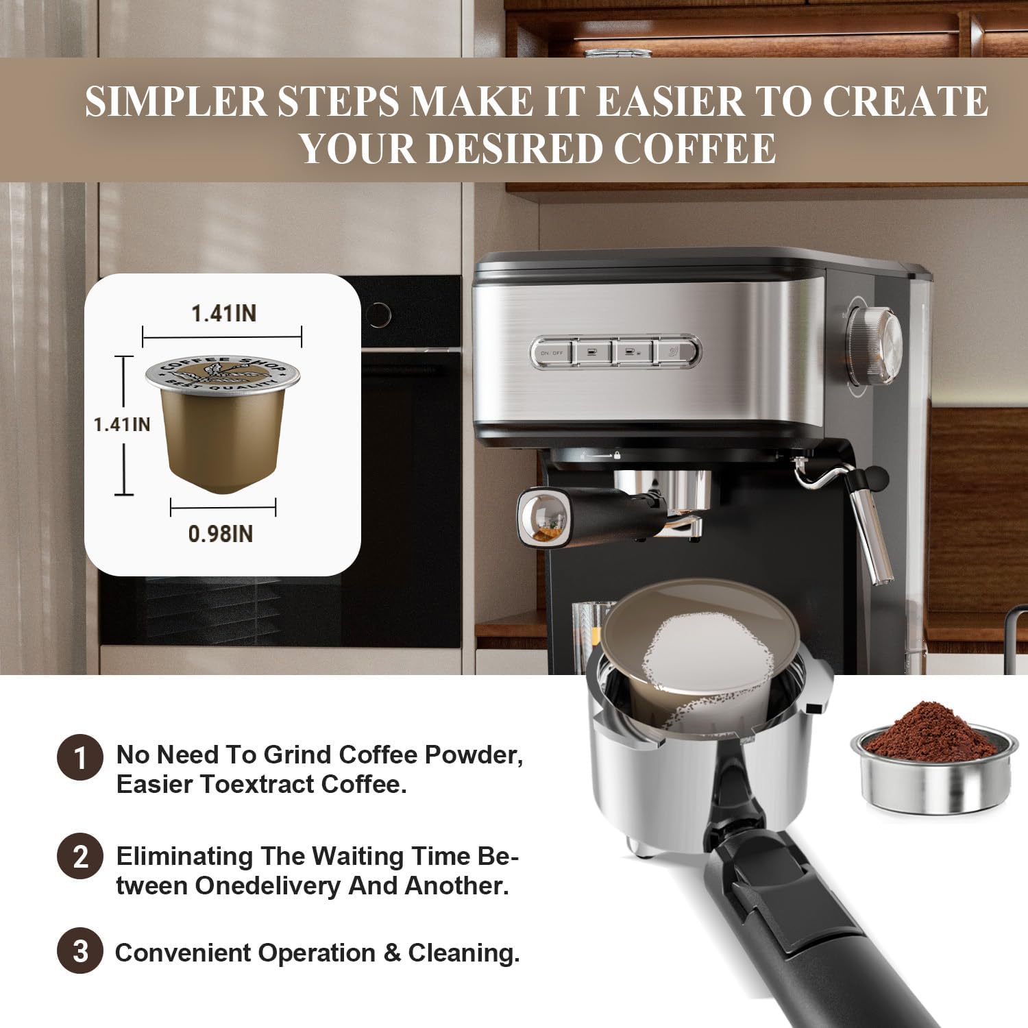 20 Bar Espresso Machine, Cappuccino Machines with Milk Frother Steam Wand, Latte Machine for HomeBarista, 50oz Removable Water Tank, Automatic Shut-off Function (Espresso Machine)