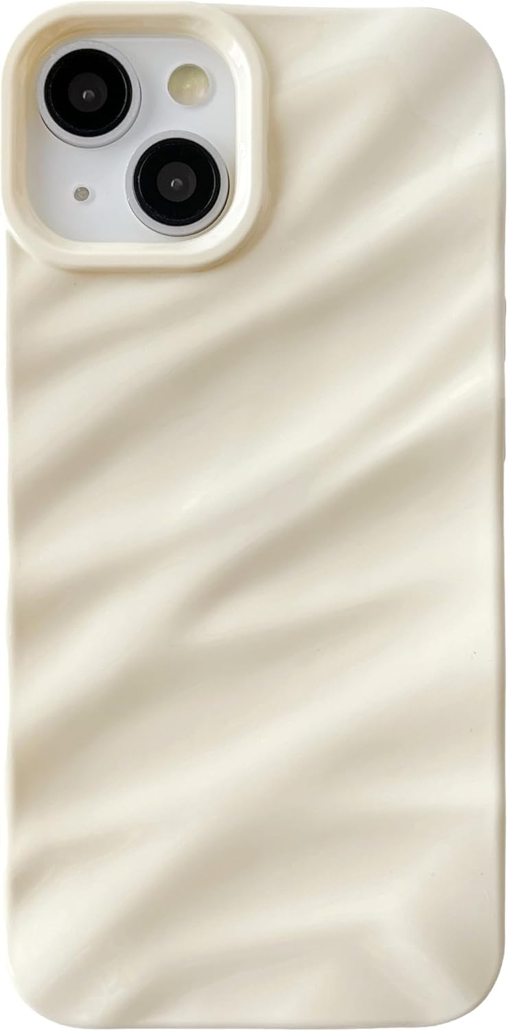 Coque Caseative pour iPhone 14, motif ondulé, bouclée, en forme de vague, souple, compatible avec la coque pour iPhone (iPhone 14, blanc)