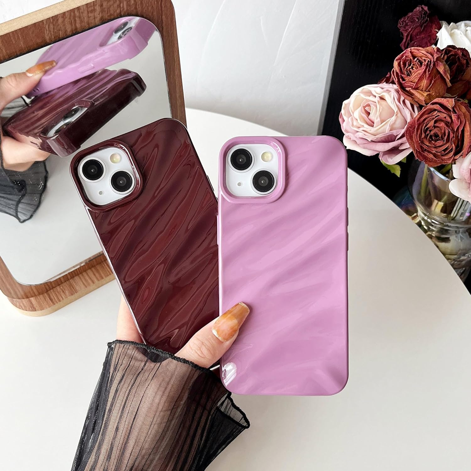 Coque Caseative pour iPhone 14, motif ondulé, bouclée, en forme de vague, souple, compatible avec la coque pour iPhone (iPhone 14, blanc)