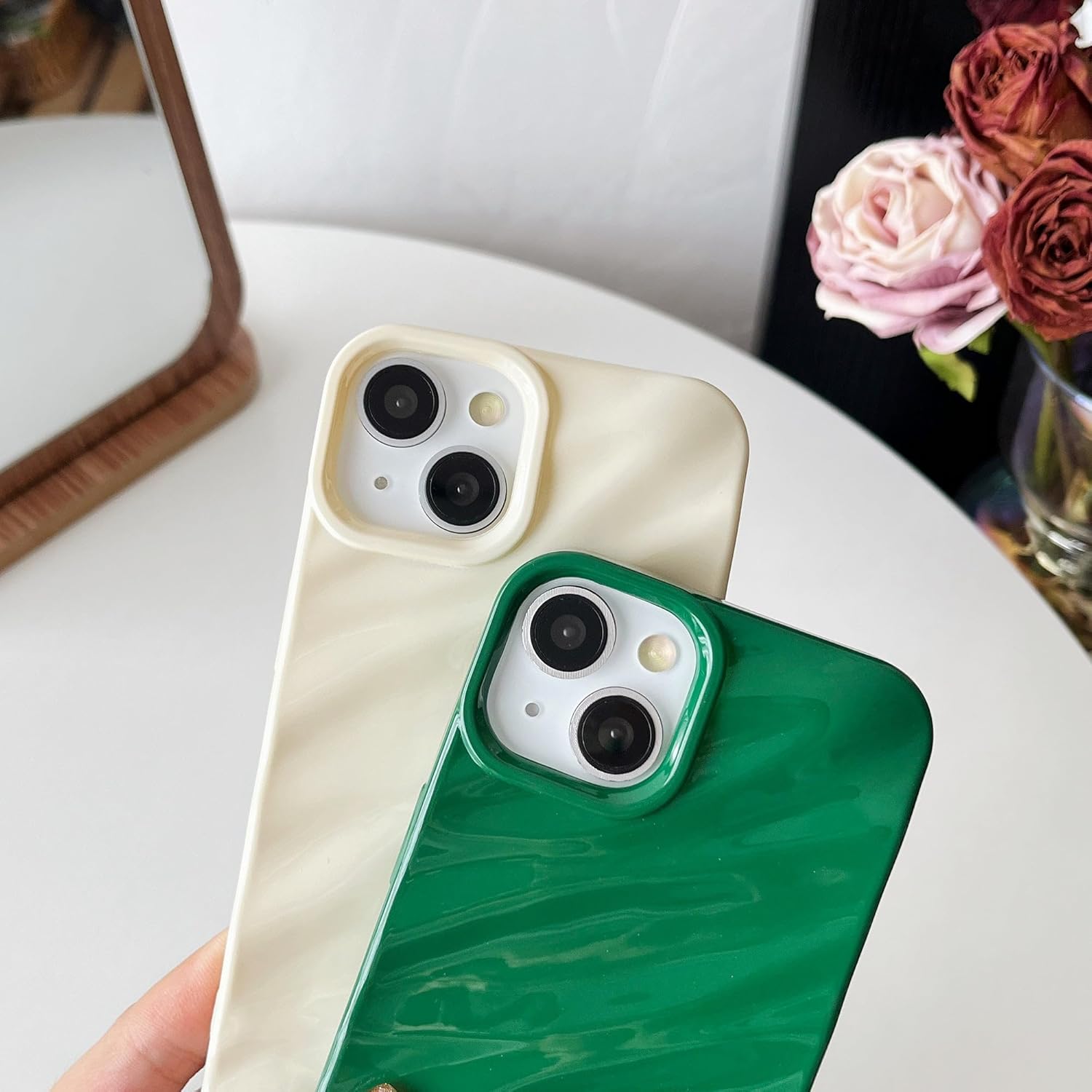 Coque Caseative pour iPhone 14, motif ondulé, bouclée, en forme de vague, souple, compatible avec la coque pour iPhone (iPhone 14, blanc)