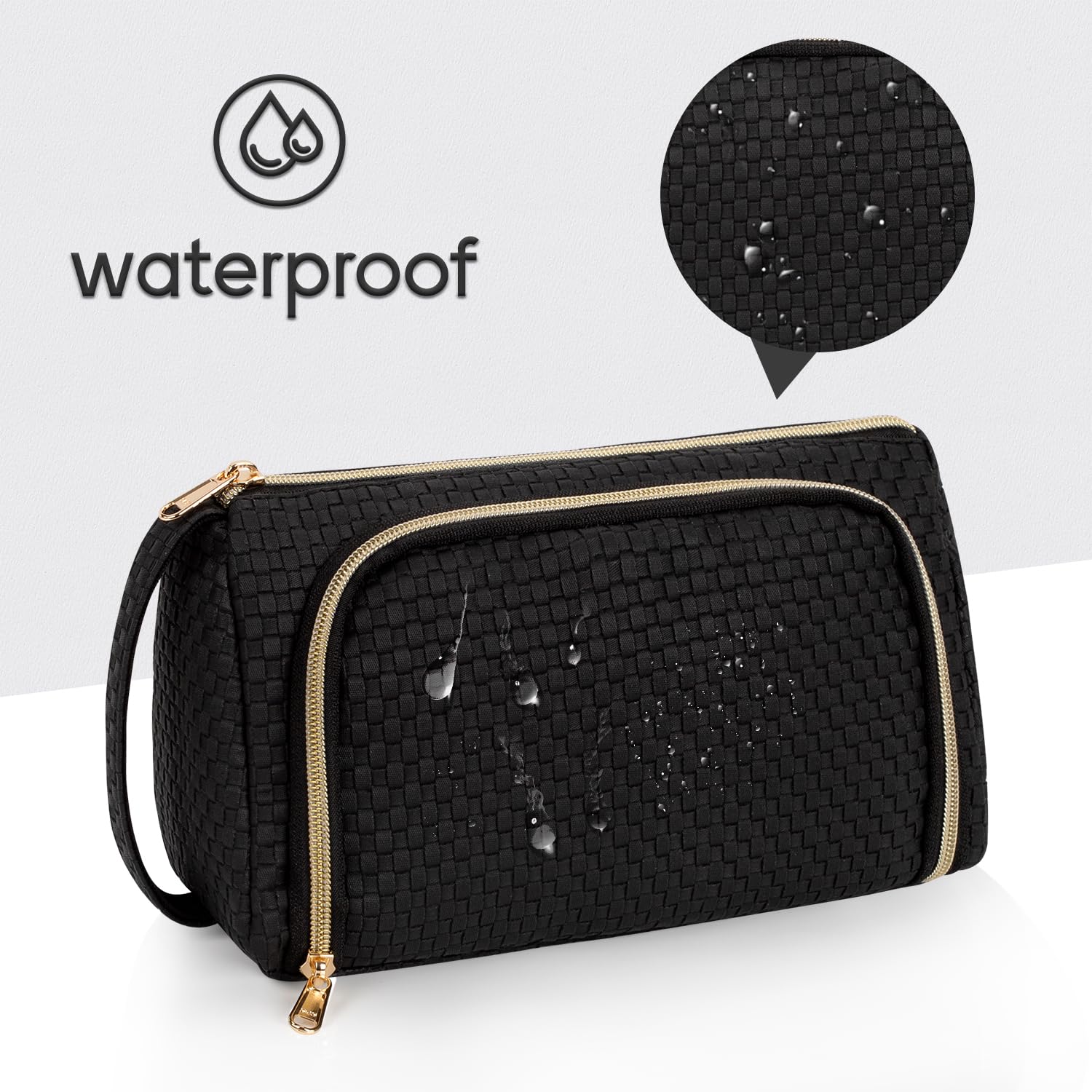 CUBETASTIC Makeup Bag, Small Cosmetic Bag with Makeup Brush Comparment, 2 in 1 Cute Make Up Organizer Pouch for Women Girls, Portable Travel Toiletry Bag
