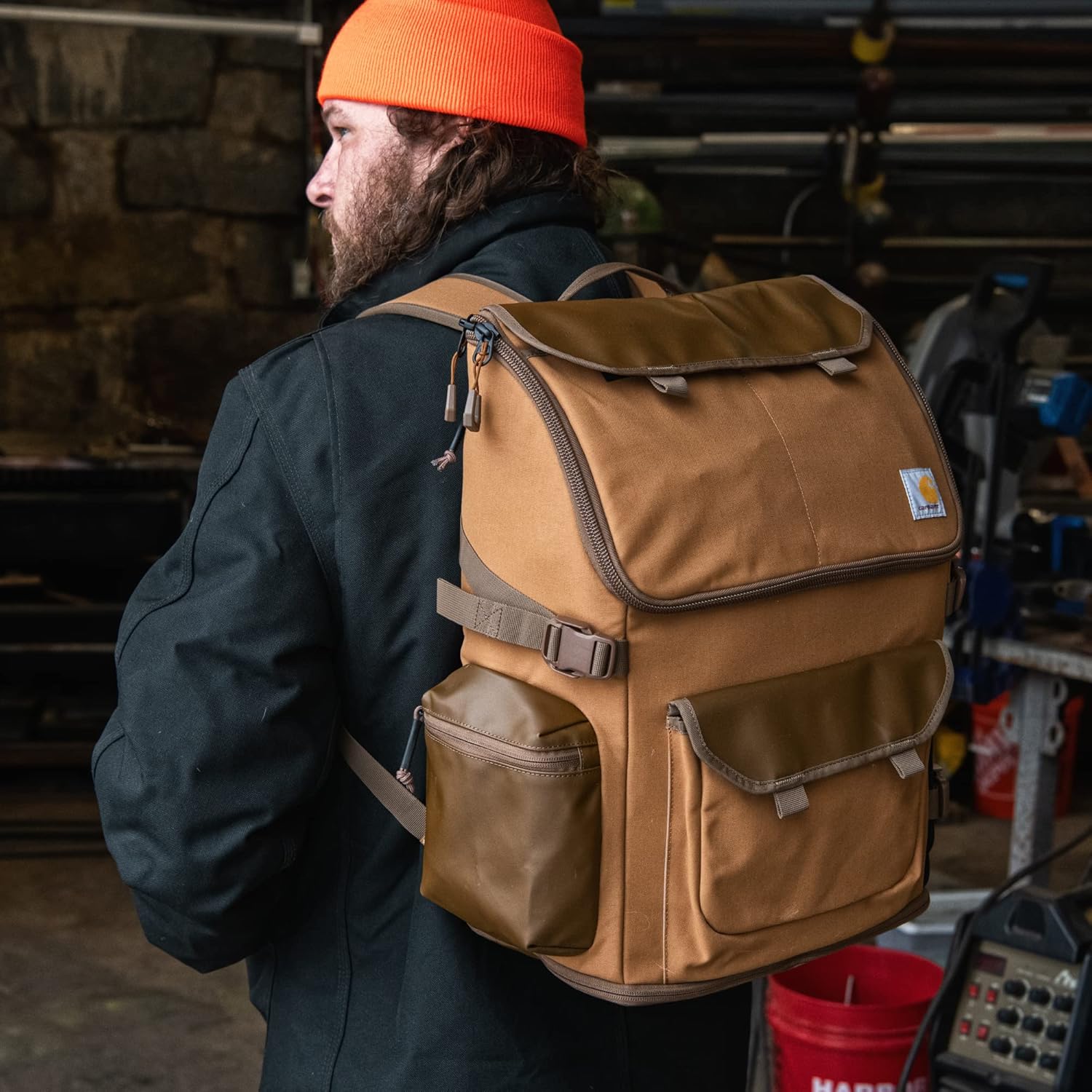 Ransel Kerja Harian Carhartt 35L Nylon, Ransel Tahan Air yang Tahan Lama dengan Selongsong Laptop 15 Inci dan Tali Bahu yang Dapat Disesuaikan, Tarmac, Satu Ukuran
