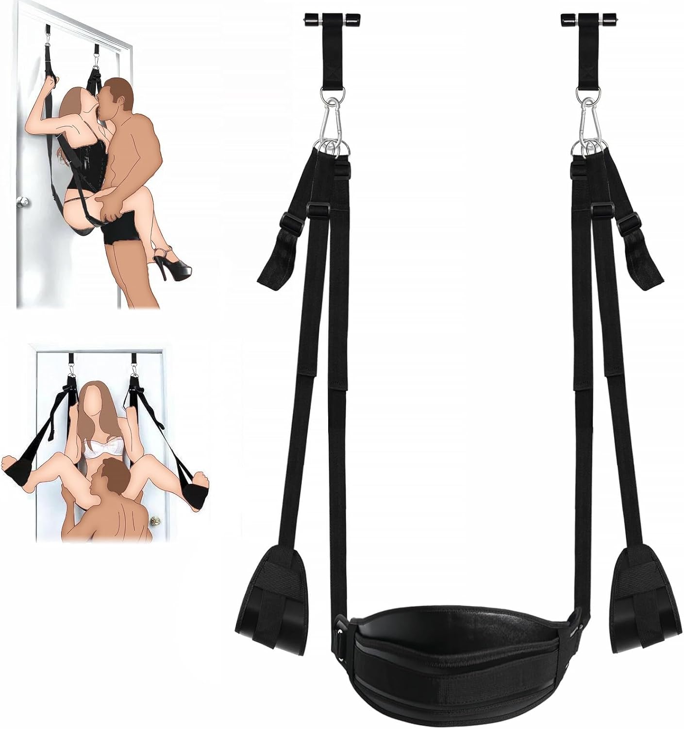 BDSM Door Sex Swing พร้อมที่นั่ง Bondage Slave ใหม่ล่าสุด สายรัดหนังนุ่มสำหรับเซ็กส์พร้อมสายปรับได้ กุญแจมือแขวนที่ประตู สายรัดขา ที่วางกระจาย ของเล่นทางเพศสำหรับผู้ใหญ่สำหรับคู่รัก รองรับน้ำหนักได้ถึง 300 ปอนด์