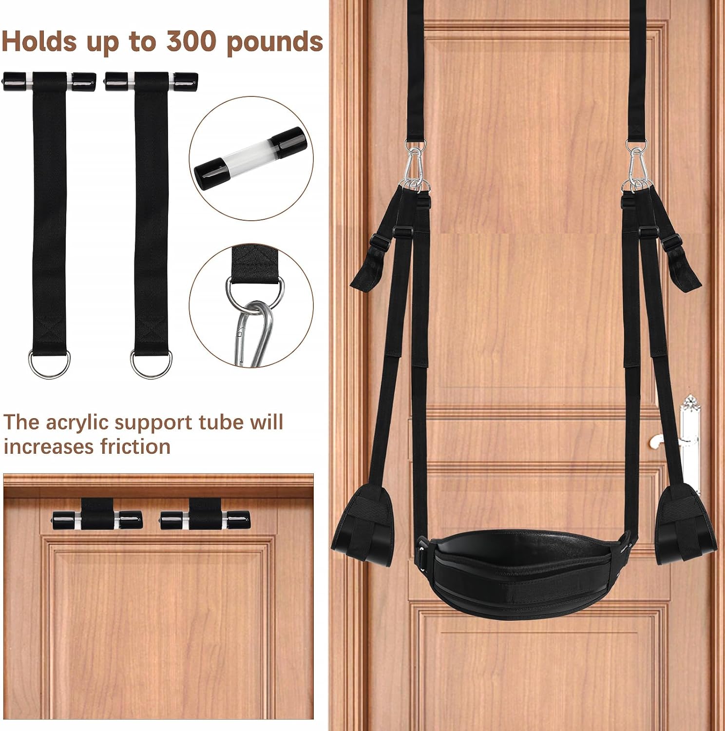 BDSM Door Sex Swing พร้อมที่นั่ง Bondage Slave ใหม่ล่าสุด สายรัดหนังนุ่มสำหรับเซ็กส์พร้อมสายปรับได้ กุญแจมือแขวนที่ประตู สายรัดขา ที่วางกระจาย ของเล่นทางเพศสำหรับผู้ใหญ่สำหรับคู่รัก รองรับน้ำหนักได้ถึง 300 ปอนด์