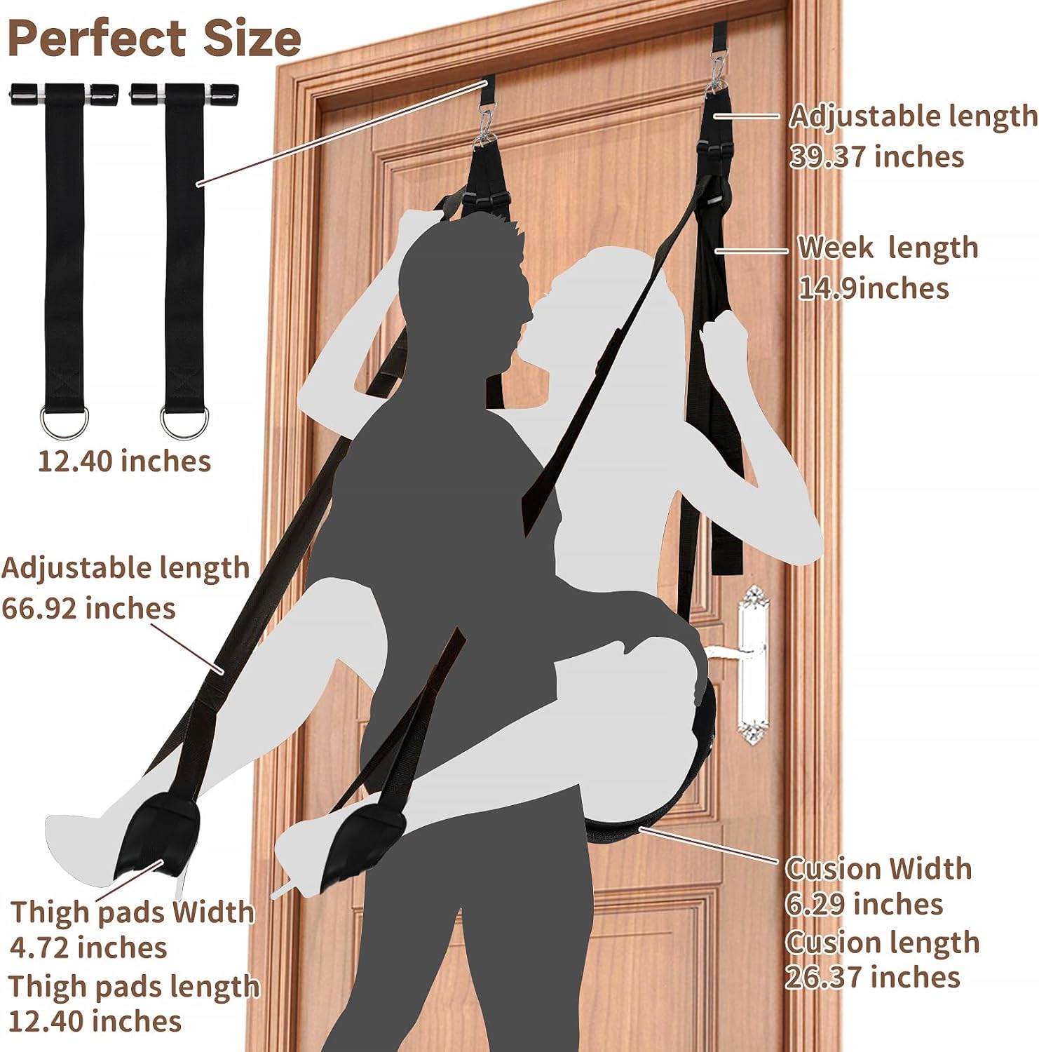 BDSM Door Sex Swing พร้อมที่นั่ง Bondage Slave ใหม่ล่าสุด สายรัดหนังนุ่มสำหรับเซ็กส์พร้อมสายปรับได้ กุญแจมือแขวนที่ประตู สายรัดขา ที่วางกระจาย ของเล่นทางเพศสำหรับผู้ใหญ่สำหรับคู่รัก รองรับน้ำหนักได้ถึง 300 ปอนด์