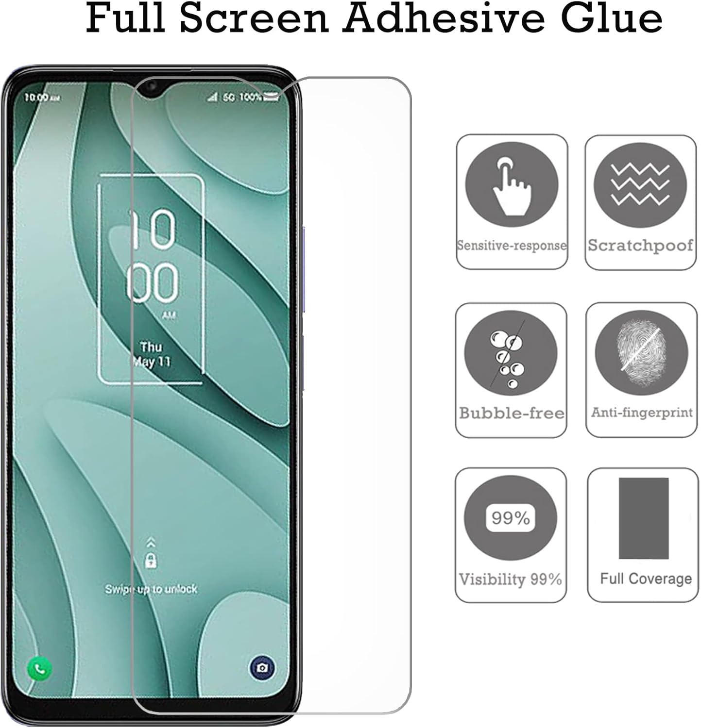 3er-Pack Premium-Displayschutz aus gehärtetem Glas, Härtegrad 9H, kratzfest, blasenfrei, für TCL 40 XE 5G/TCL 40 X 5G 6,56 Handy