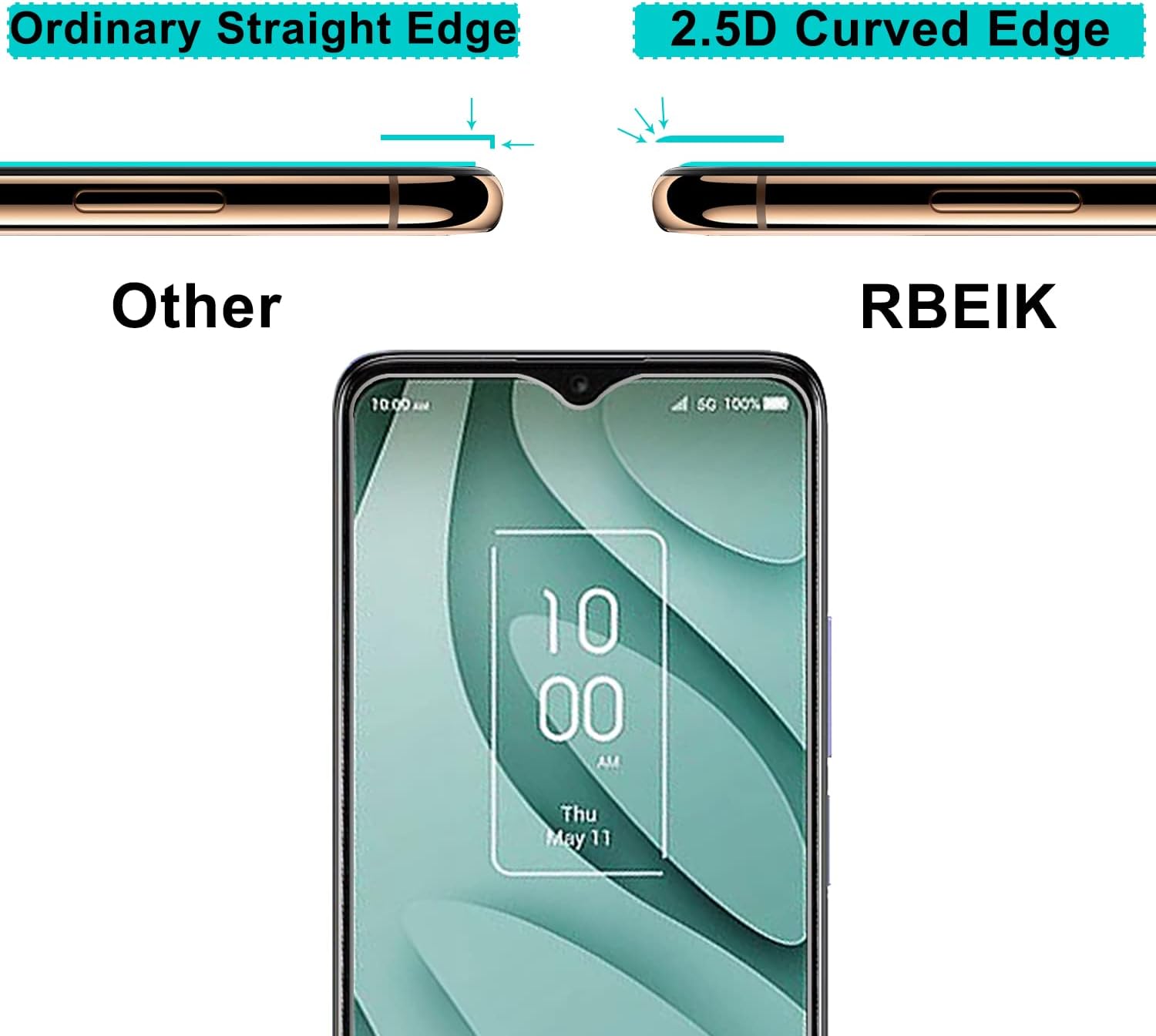 3er-Pack Premium-Displayschutz aus gehärtetem Glas, Härtegrad 9H, kratzfest, blasenfrei, für TCL 40 XE 5G/TCL 40 X 5G 6,56 Handy