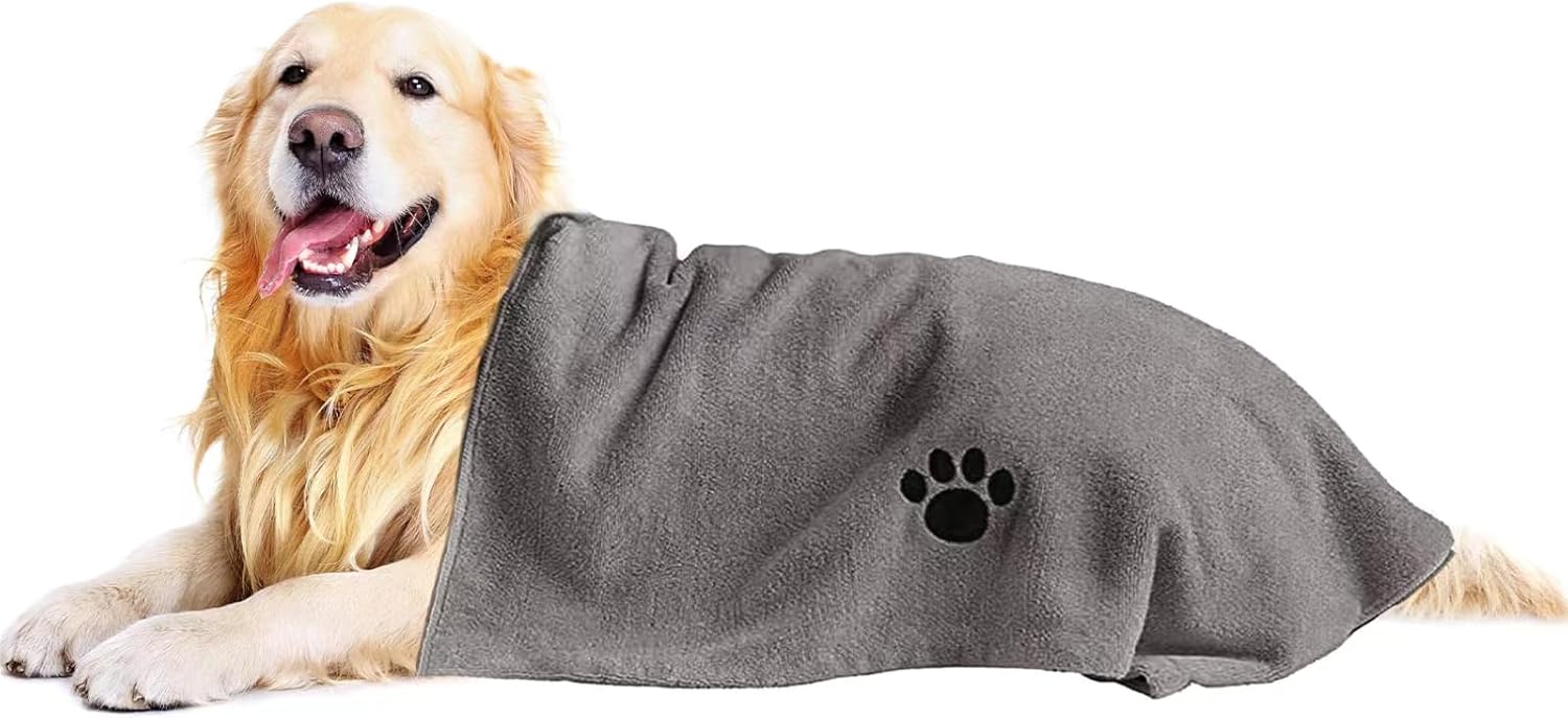 Microfiber Dog Towels for Drying Dogs, Super Absorbent and Soft Pet Grooming Towel, 40 Inch X 23.6 Inch, Perfect Dog Shower  Bath Supplies for Large, Medium or Small Dogs, Grey · v3