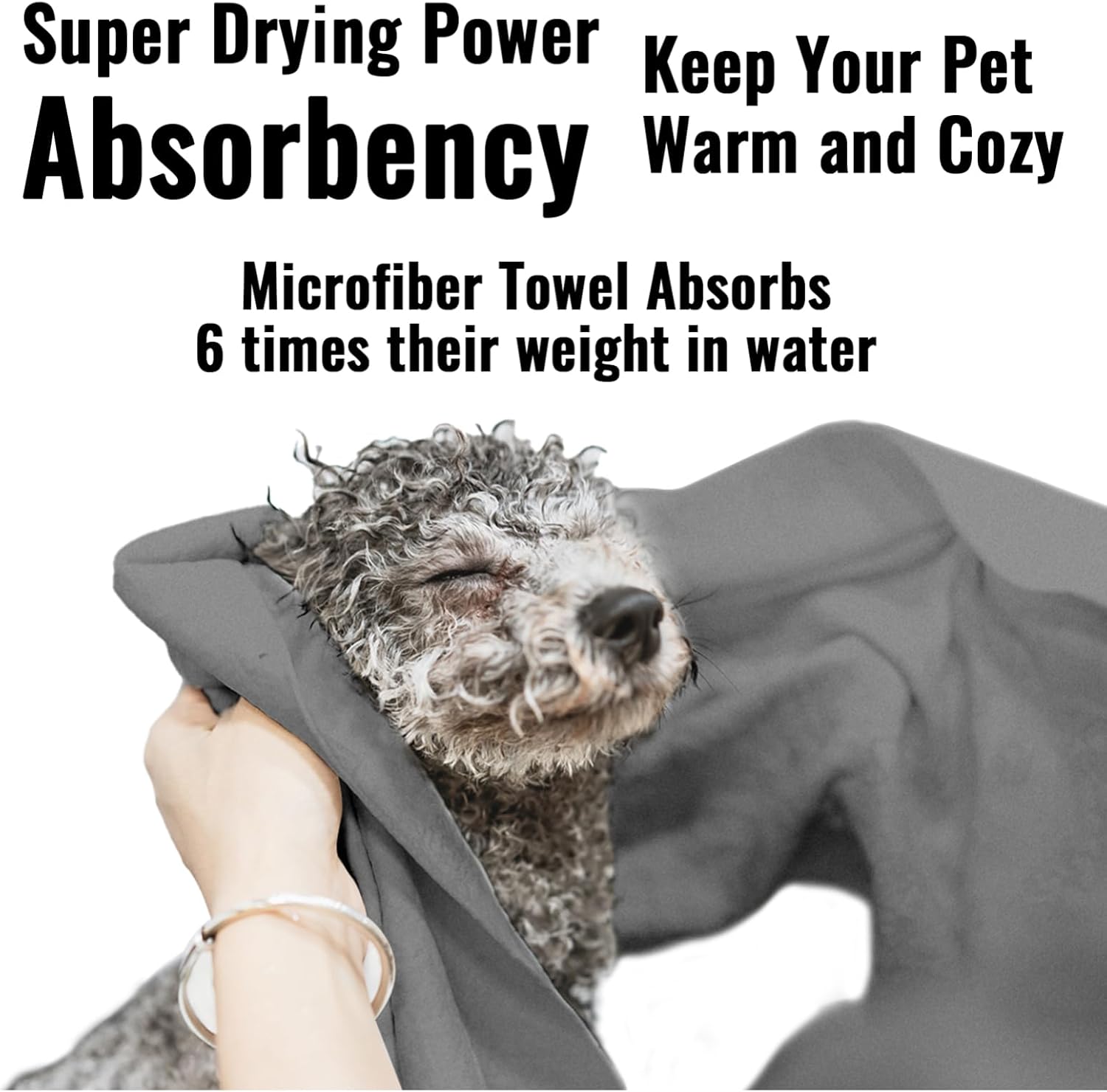 Microfiber Dog Towels for Drying Dogs, Super Absorbent and Soft Pet Grooming Towel, 40 Inch X 23.6 Inch, Perfect Dog Shower Bath Supplies for Large, Medium or Small Dogs, Grey · v3