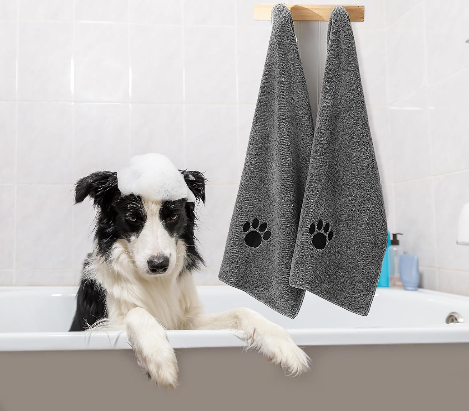 Microfiber Dog Towels for Drying Dogs, Super Absorbent and Soft Pet Grooming Towel, 40 Inch X 23.6 Inch, Perfect Dog Shower Bath Supplies for Large, Medium or Small Dogs, Grey · v3