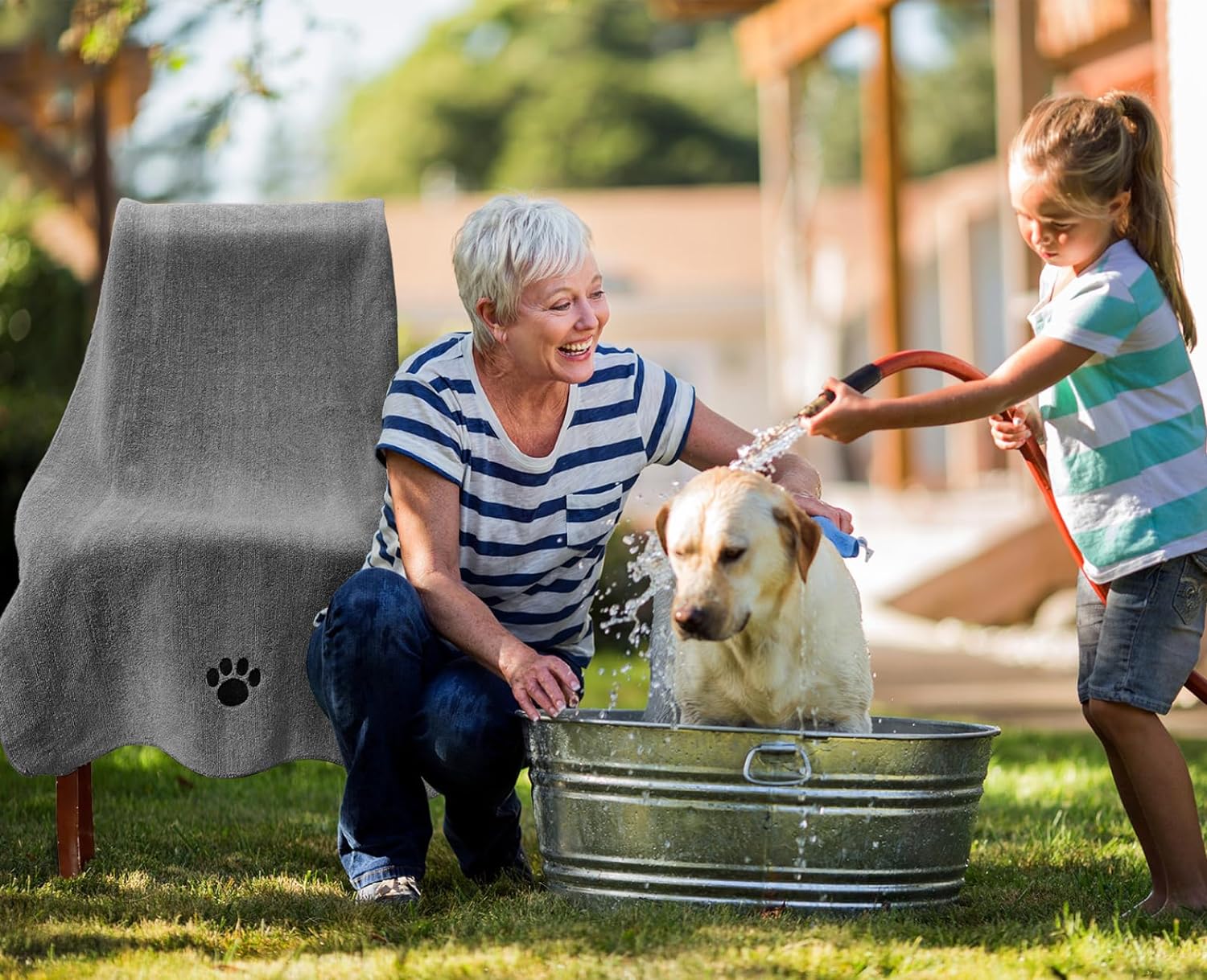 Microfiber Dog Towels for Drying Dogs, Super Absorbent and Soft Pet Grooming Towel, 40 Inch X 23.6 Inch, Perfect Dog Shower Bath Supplies for Large, Medium or Small Dogs, Grey · v3