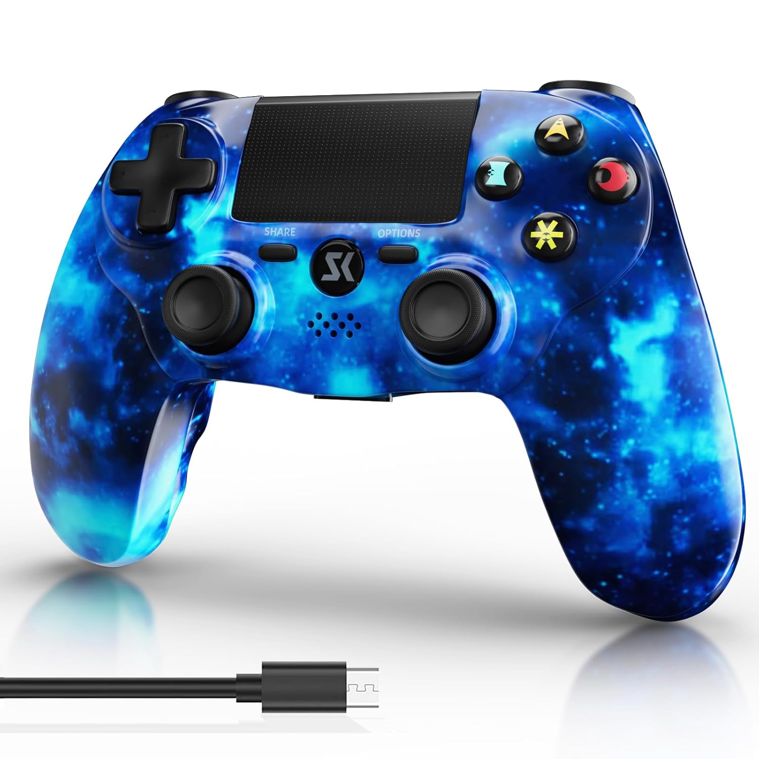 Controller wireless per PS4, controller per Sony PlayStation 4, sensore di movimento a 6 assi Double Shock, touch pad sensibile, jack per cuffie stereo con altoparlante integrato, compatibile con PlayStation 4/Pro/Slim
