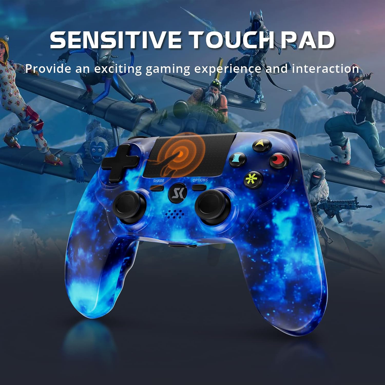 Controller wireless per PS4, controller per Sony PlayStation 4, sensore di movimento a 6 assi Double Shock, touch pad sensibile, jack per cuffie stereo con altoparlante integrato, compatibile con PlayStation 4/Pro/Slim