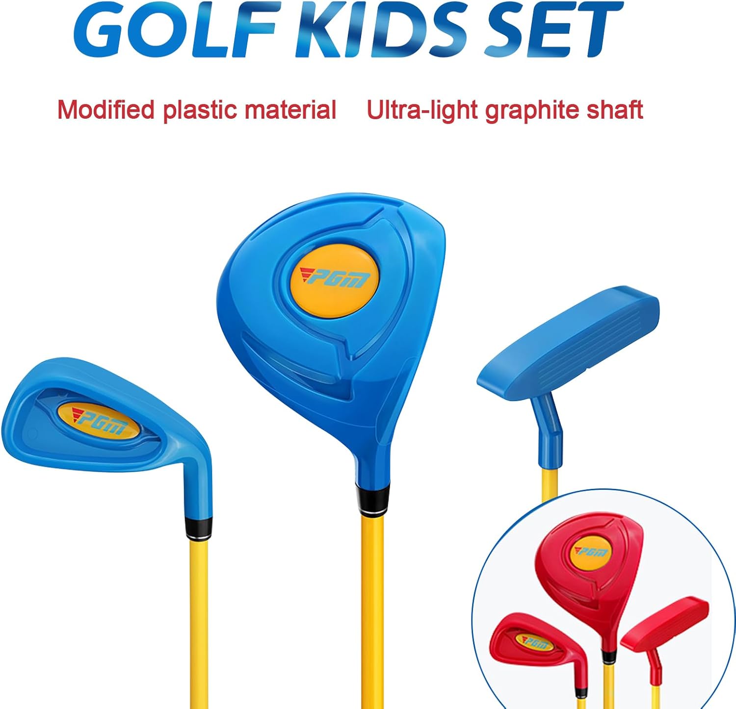 PGM Childrens Golf Club Set - Can Hit Real Balls, includes Wood, Iron, and Putter Clubs, Great for Beginner Boys and Girls, Instructional Training Set · v5