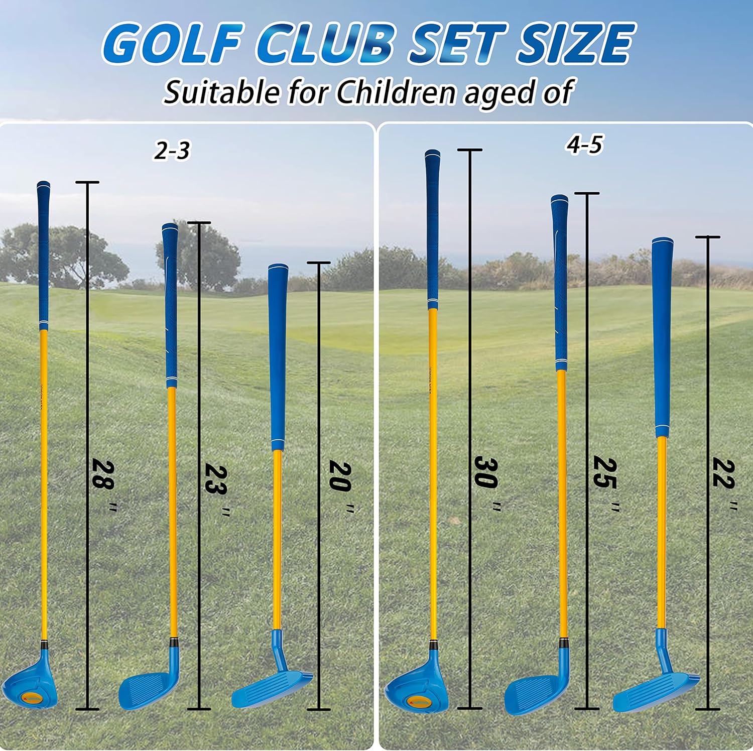 PGM Childrens Golf Club Set - Can Hit Real Balls, includes Wood, Iron, and Putter Clubs, Great for Beginner Boys and Girls, Instructional Training Set · v5