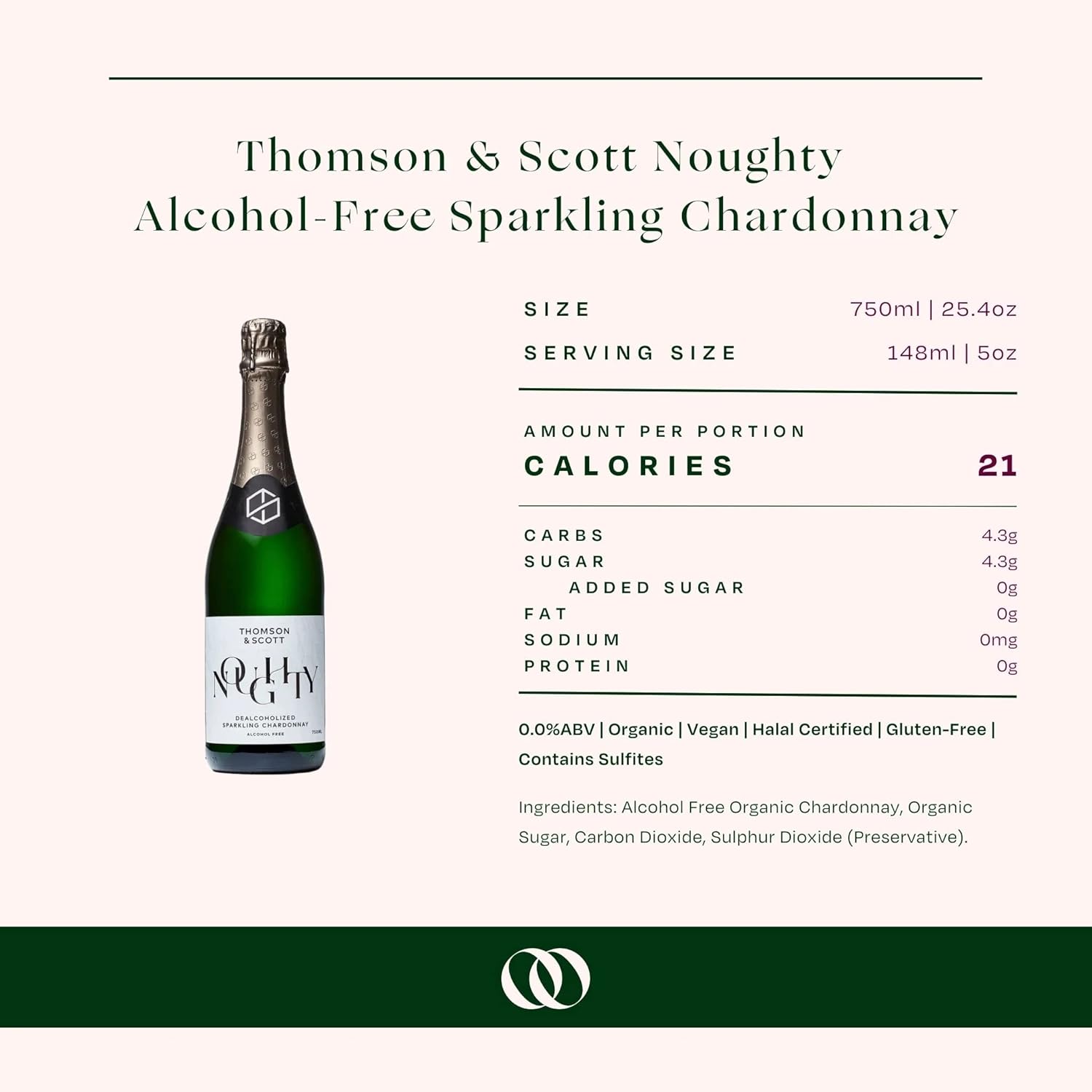 Thomson  Scott Noughty Non-Alcoholic Wine Sampler Bundle, Dealcoholized Rouge (Red Wine), Sparkling Chardonnay and Sparkling Rose, 750 ml each