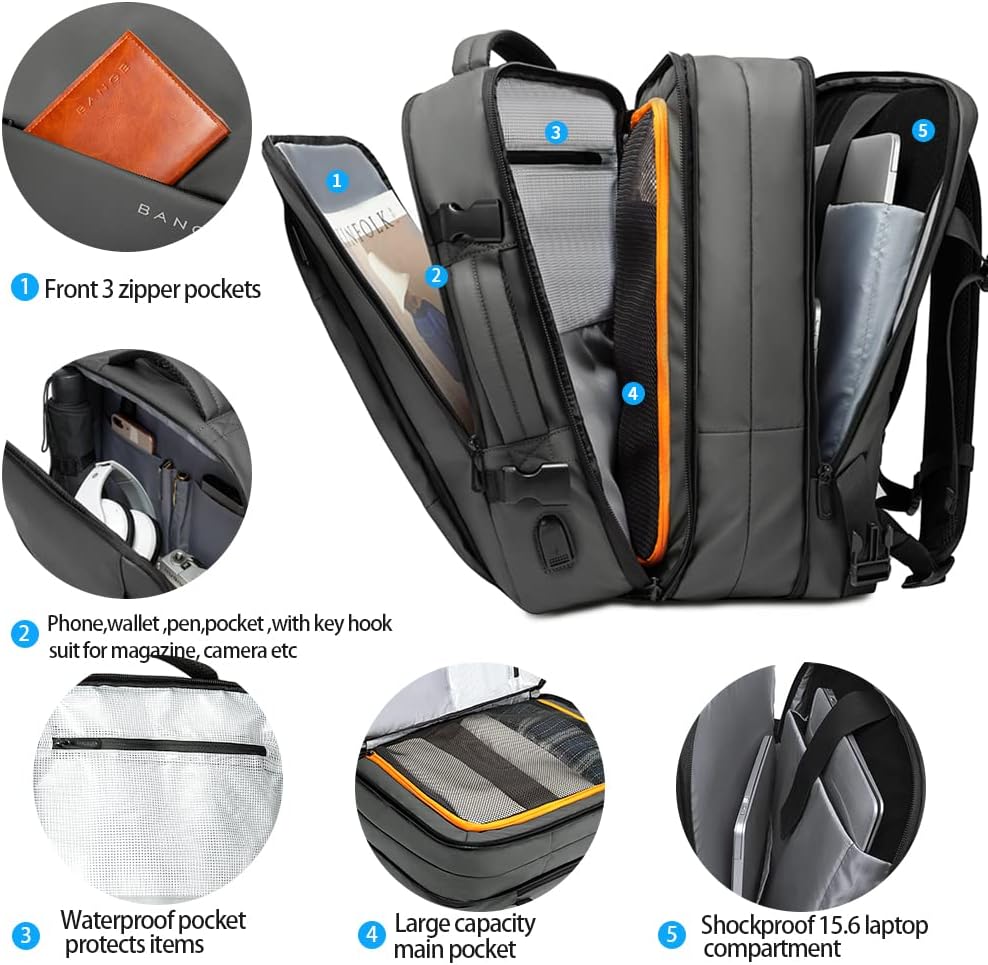 BANGE 35L Carry on Backpack,Travel Backpack for Women Men Airline Approved Gym Backpack Waterproof Business Laptop Daypack… · v3