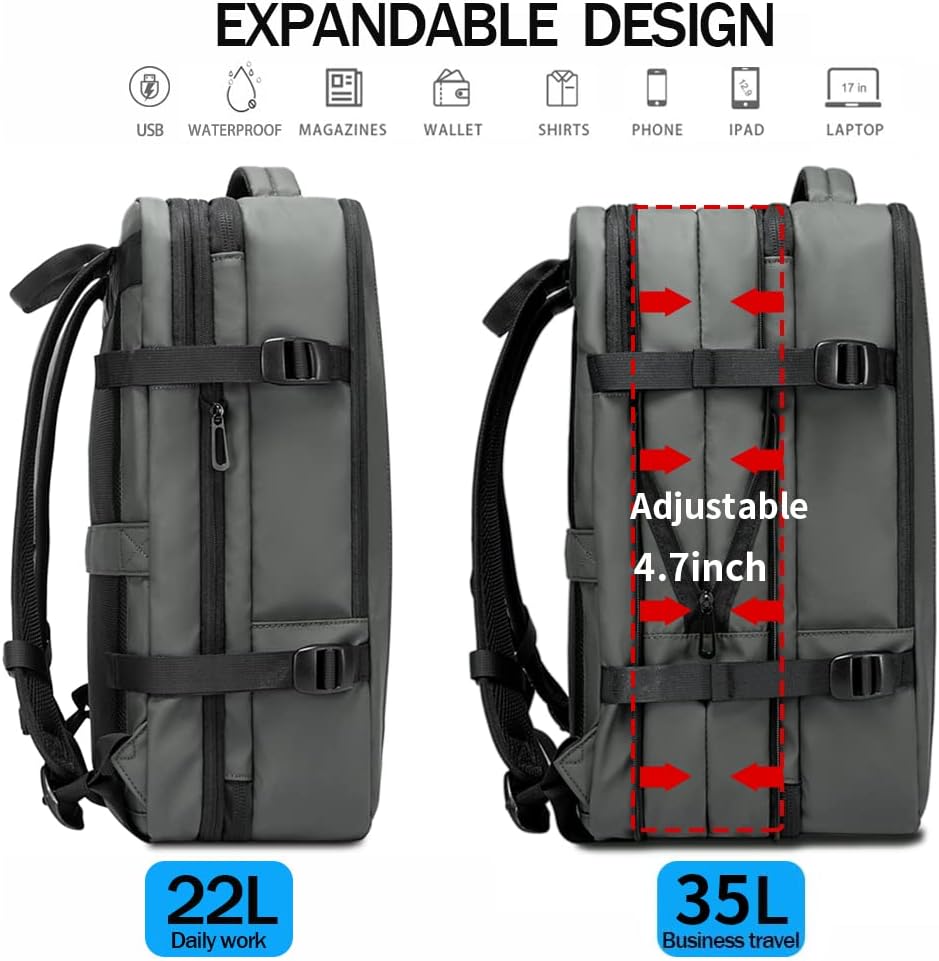 BANGE 35L Carry on Backpack,Travel Backpack for Women Men Airline Approved Gym Backpack Waterproof Business Laptop Daypack… · v3