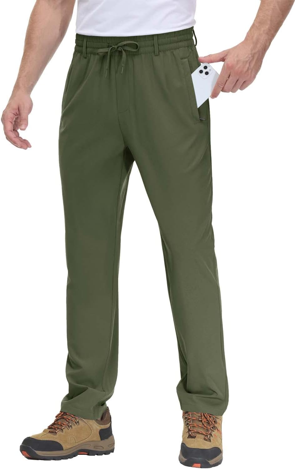 MAGCOMSEN Mens Quick Dry Athletic Pants Straight Leg Sweatpants Stretch Hiking Pants with Zipper Pockets