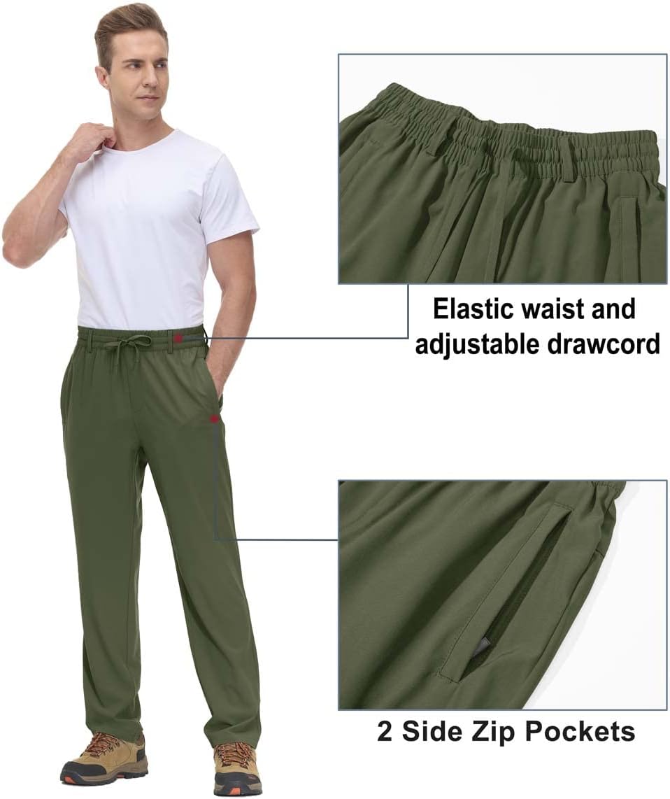 MAGCOMSEN Mens Quick Dry Athletic Pants Straight Leg Sweatpants Stretch Hiking Pants with Zipper Pockets