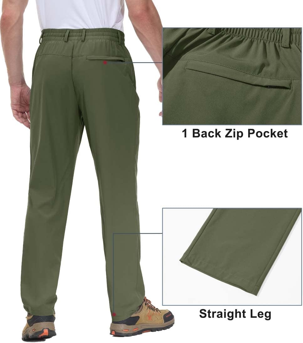 MAGCOMSEN Mens Quick Dry Athletic Pants Straight Leg Sweatpants Stretch Hiking Pants with Zipper Pockets
