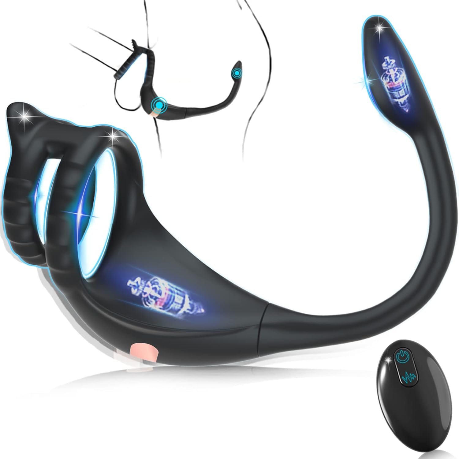 Wibrujący stymulator brudu z pierścieniem koguta z mini kulą, zdalnie sterowany anal Butt Plug Masażer prostaty Pierścień penisa Męskie wibratory dla mężczyzn Zabawki erotyczne dla dorosłych par