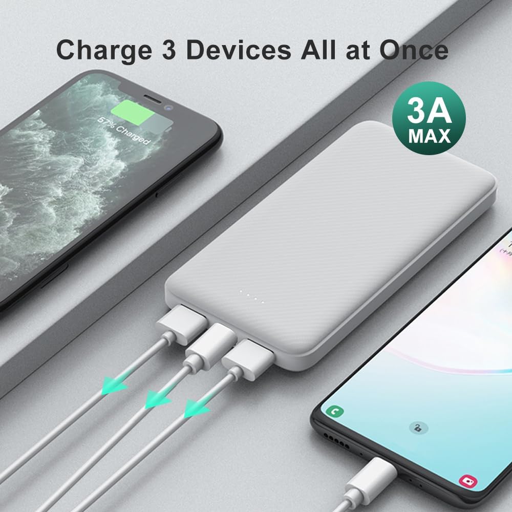 SLuB Portable Charger, 12000mAh Portable Power Bank, 3A USB C Fast Charging Battery Pack, Portable Phone Charger, Slim Portable Phone Battery Charger, Suitable for iPhone, Samsung, Tablet etc
