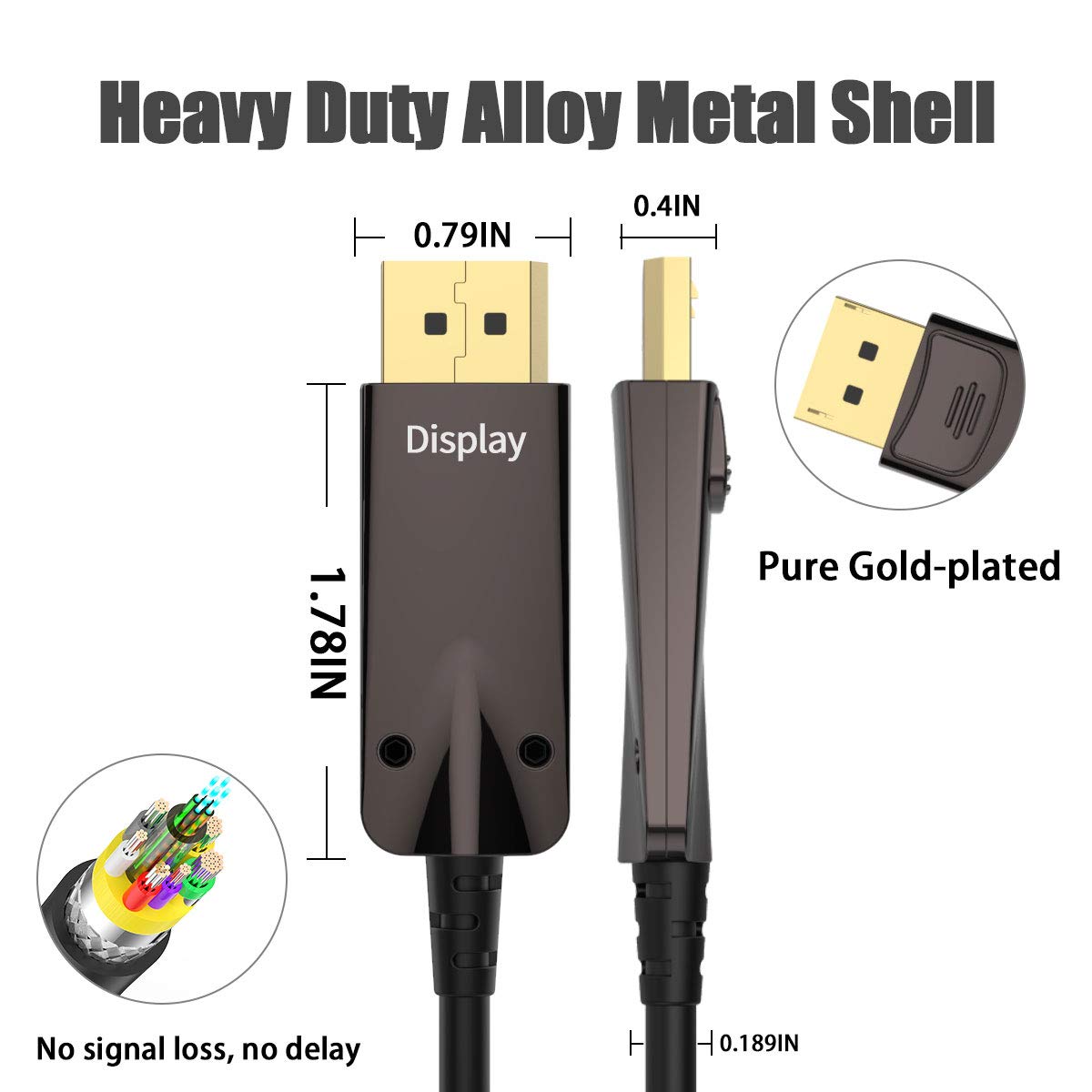 BIFALE DP Fiber Optic Cable 100ft, 8K Fiber Displayport Cable Support HBR3, DSC 1.2, HDR10, 32.4Gbps, 8K@60Hz, 4K@144Hz, Thin and Slim Fiber DP1.4 Cable · v11