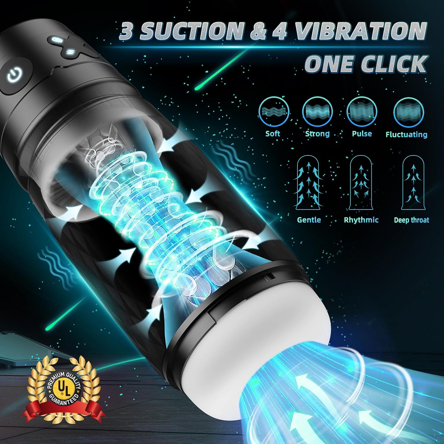 Male Masturbator Sex Toys for Men - Male Sex Toy Penis Pump with 3 Suctions  4 Vibrations, Mens Sex Toys with 3D Sleeve, Hands Free Masturbators Blowjob Adult Toys, Silicone Shell Male Stroker(Black) · v3