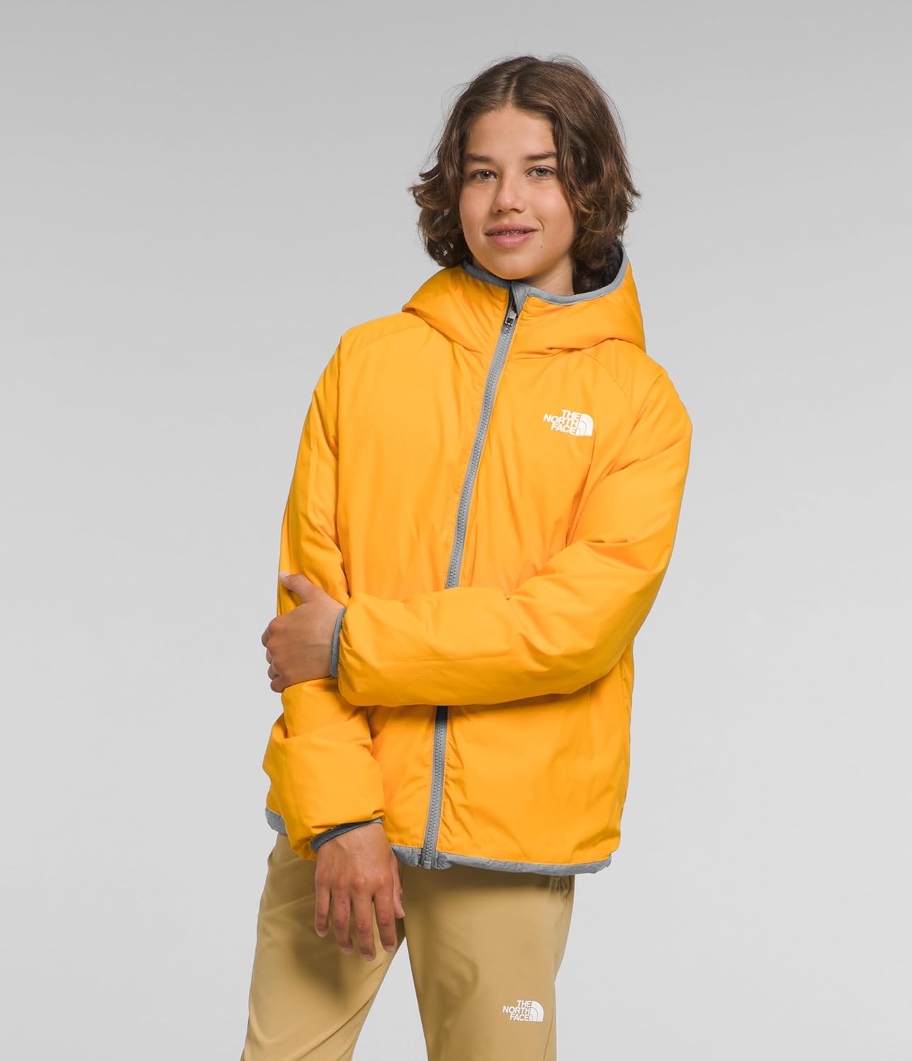 THE NORTH FACE Boys Reversible North Down Hooded Jacket, размер L, TNF Medium Grey Heather