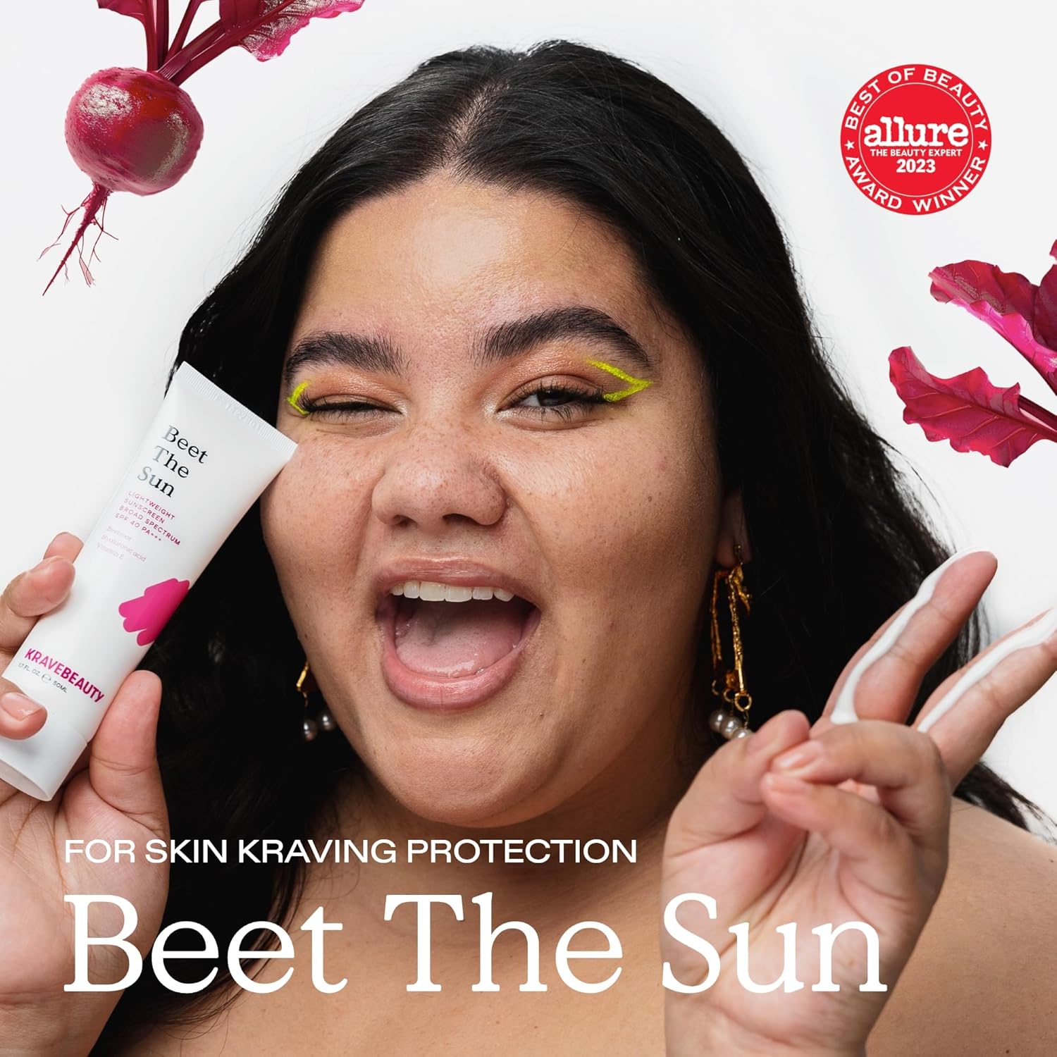 KraveBeauty Beet The Sun SPF 40 PA Breitspektrum-Sonnenschutz, täglich, nicht fettender chemischer Lichtschutzfaktor, kein weißer Schimmer oder Fellbildung, für alle Hauttypen, vegan, ohne Tierversuche, 1,7 fl oz