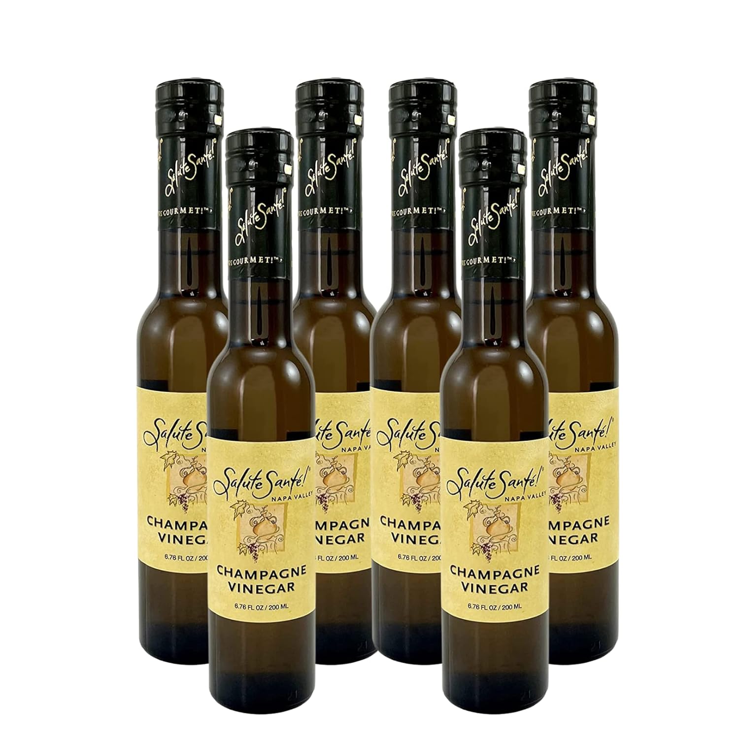 Salute Santé! Artisanal Champagne Vinegar, Bright  Fruity Finish, Perfect for Dressings and Marinades - 200ml, 6 Pack · v3