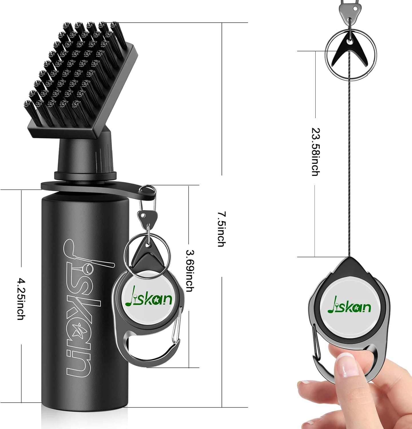 Le nettoyeur de pinceaux Pro Golf Club avec clip de retenue et bouteille d'eau compressible 7,5 pouces peut contenir 4 onces d'eau, accessoires de golf essentiels pour hommes, meilleurs cadeaux de golf pour hommes