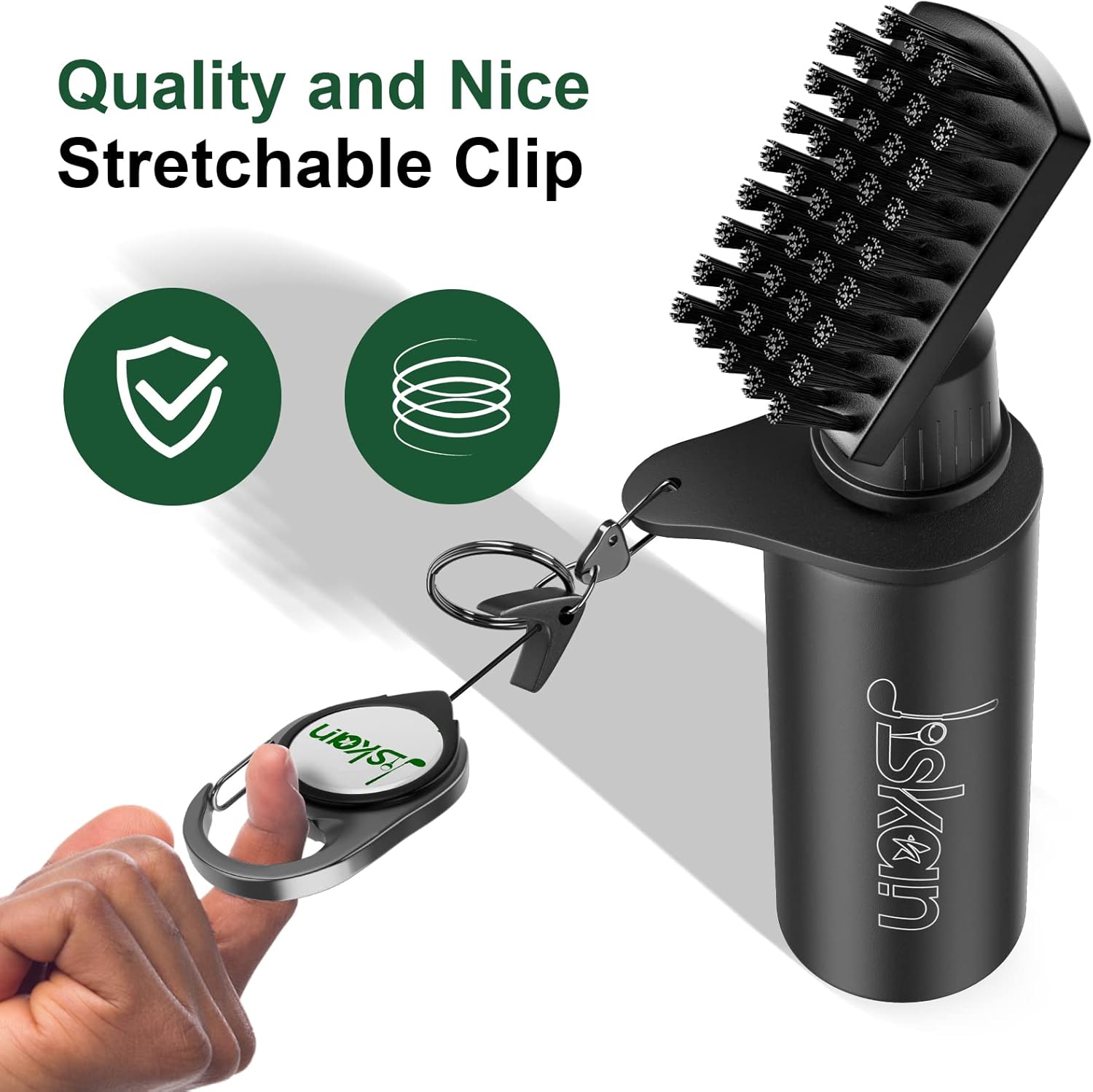 Le nettoyeur de pinceaux Pro Golf Club avec clip de retenue et bouteille d'eau compressible 7,5 pouces peut contenir 4 onces d'eau, accessoires de golf essentiels pour hommes, meilleurs cadeaux de golf pour hommes