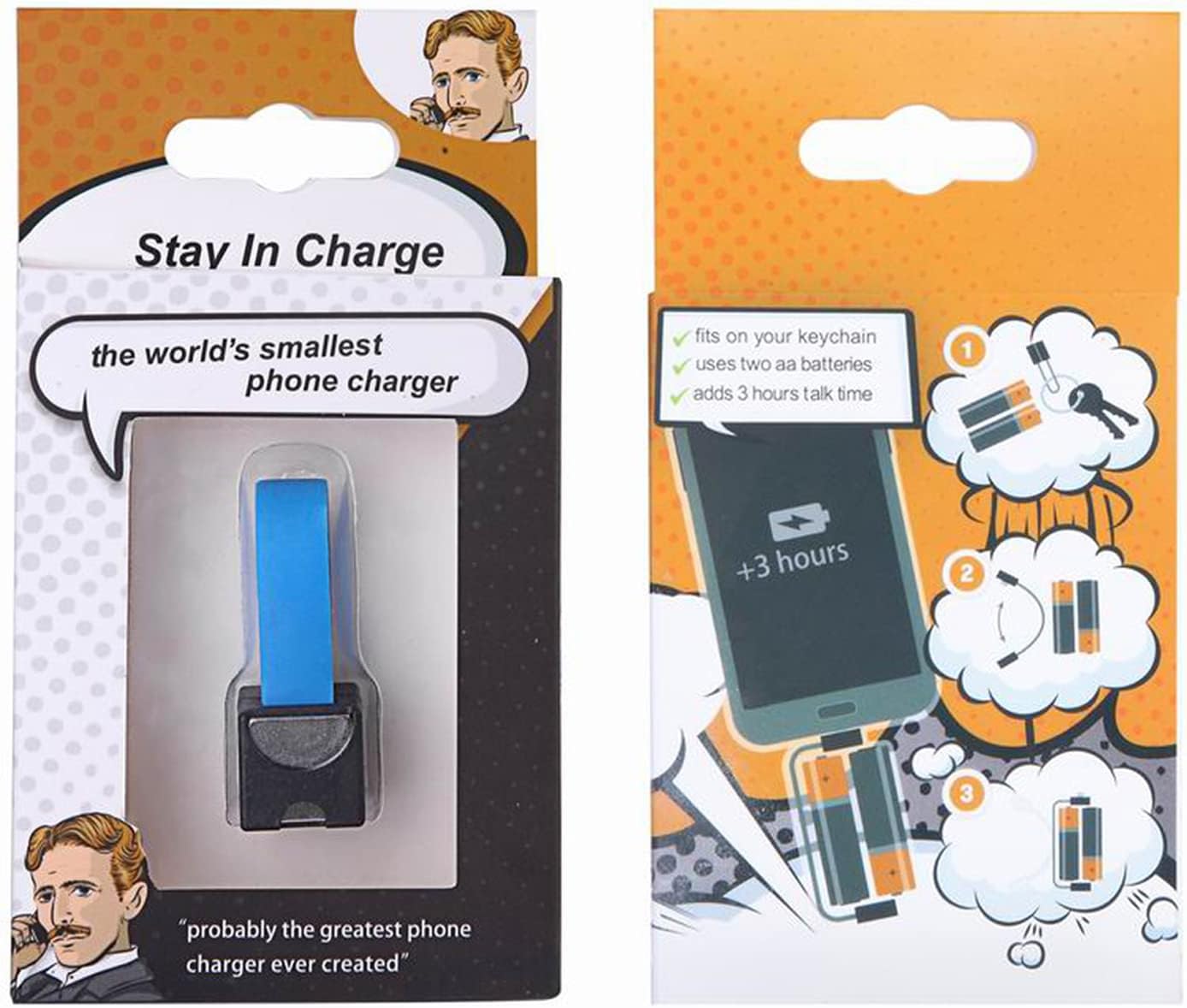 Le mini-chargeur pour smartphone utilise des piles AA/AAA, alimentation de secours portable avec micro USB compatible pour Lightning et adaptateur USB-C pour téléphones portables et appareils (bleu)