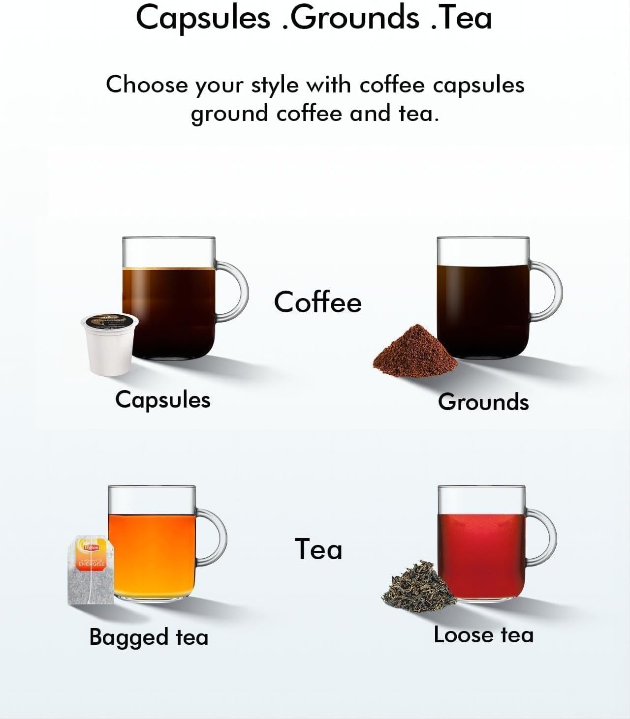 เครื่องชงกาแฟ SIFENE แบบเสิร์ฟครั้งเดียว เครื่องชงกาแฟแบบแคปซูล 3-in-1 สำหรับแคปซูล K-Pod กาแฟบด และชาใบ พร้อมขนาดแก้ว 6-10 ออนซ์ พร้อมอ่างเก็บน้ำแบบถอดได้ 50 ออนซ์ สีแดง